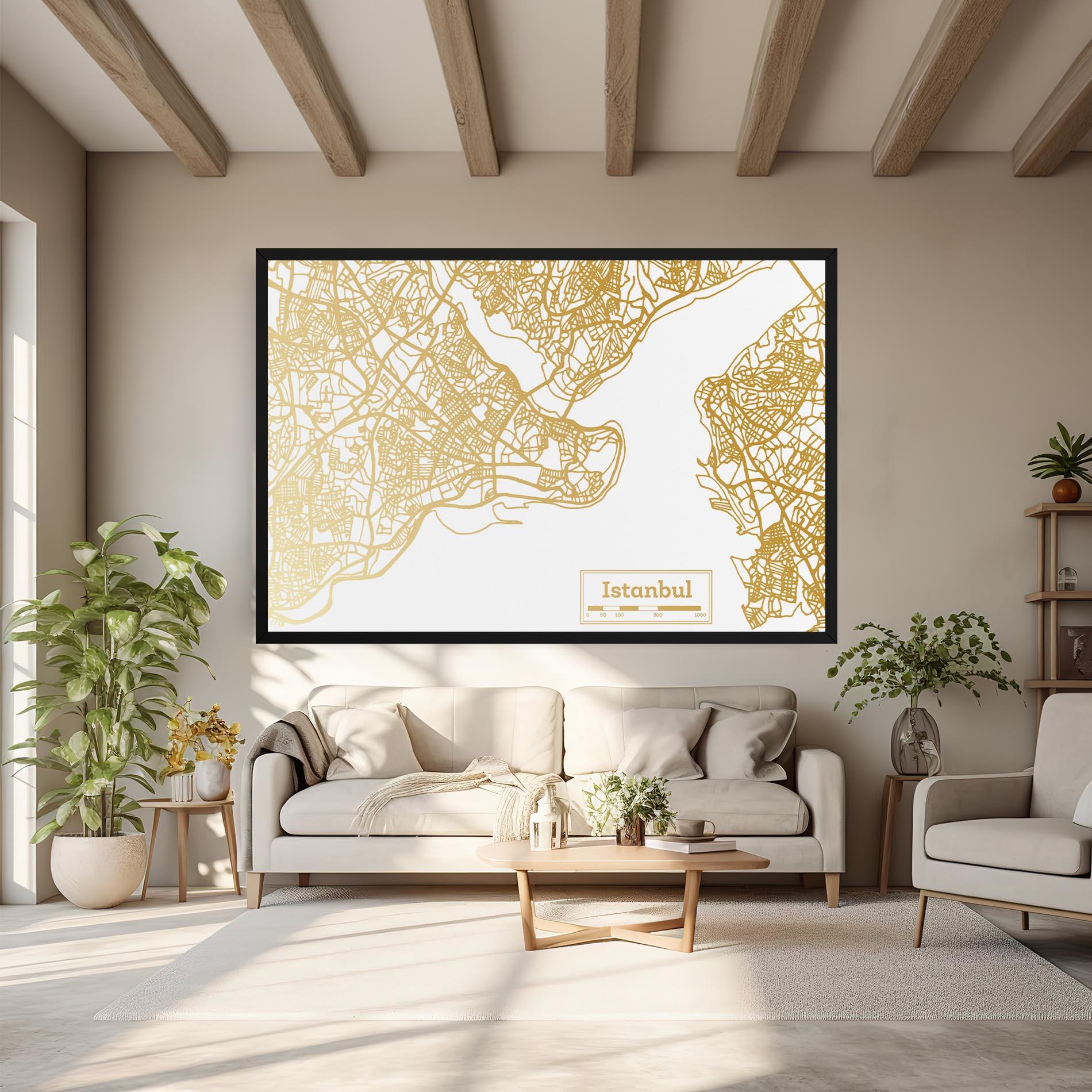 Tablou Canvas Istanbul Gold Map mockup 6