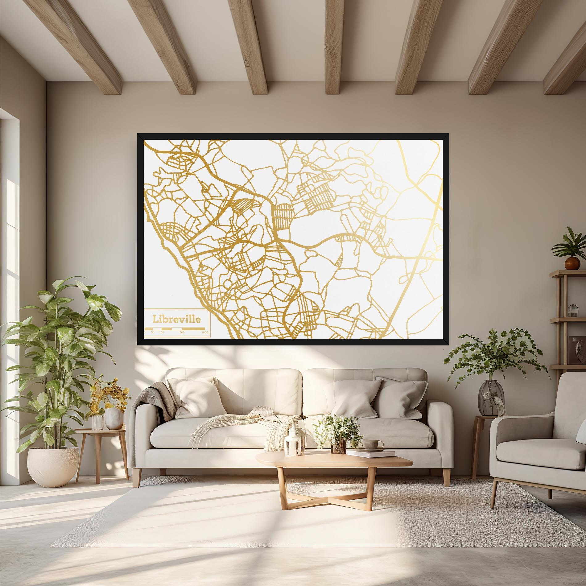Tablou Canvas Libreville Gold Map mockup 6
