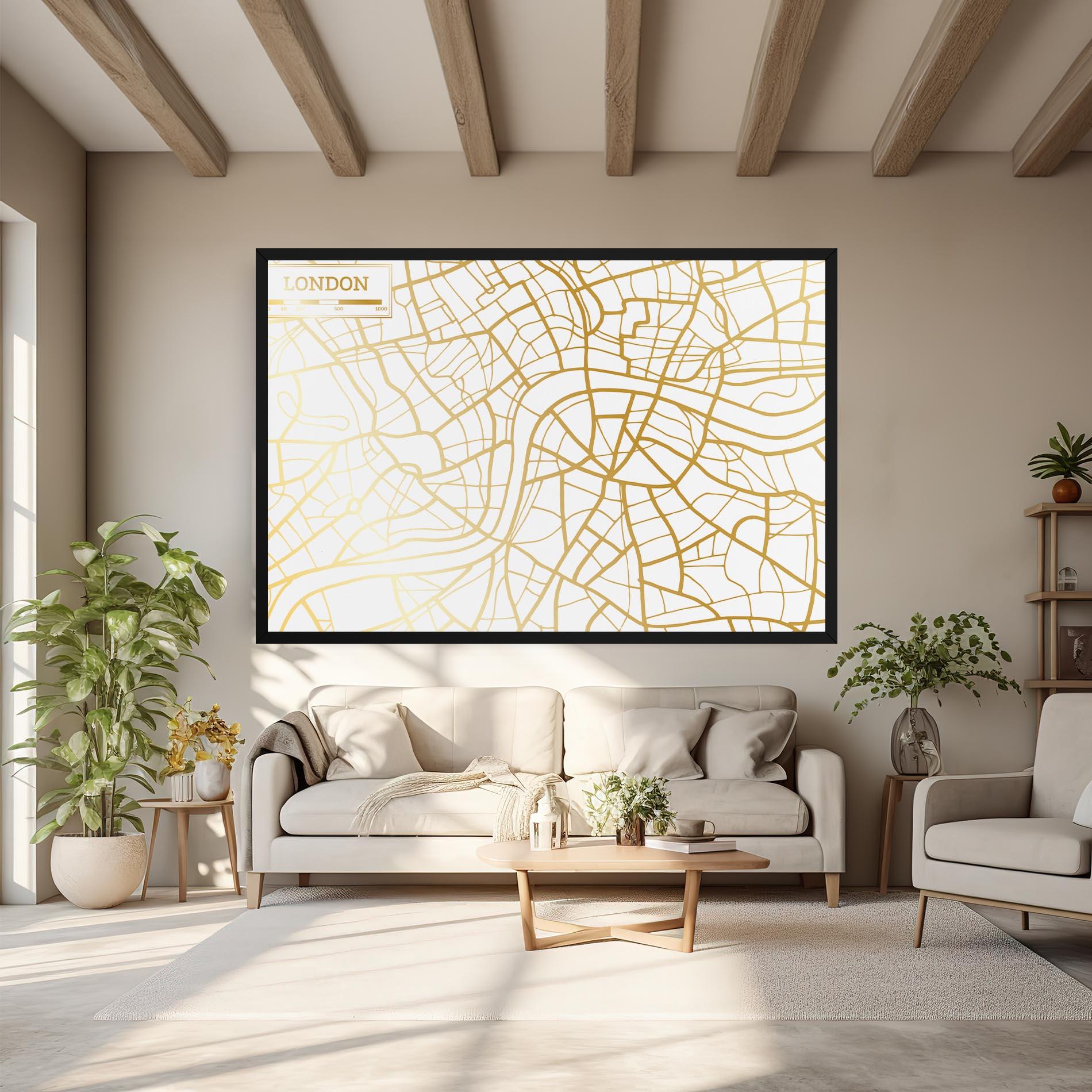 Tablou Canvas London Gold Map mockup 6