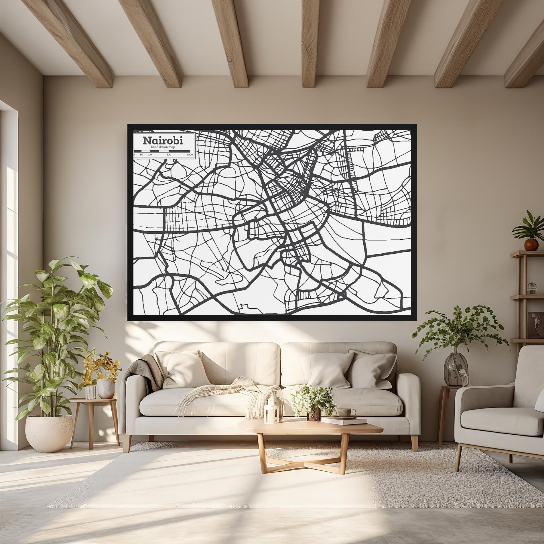 Tablou Canvas Nairobi Map mockup 6