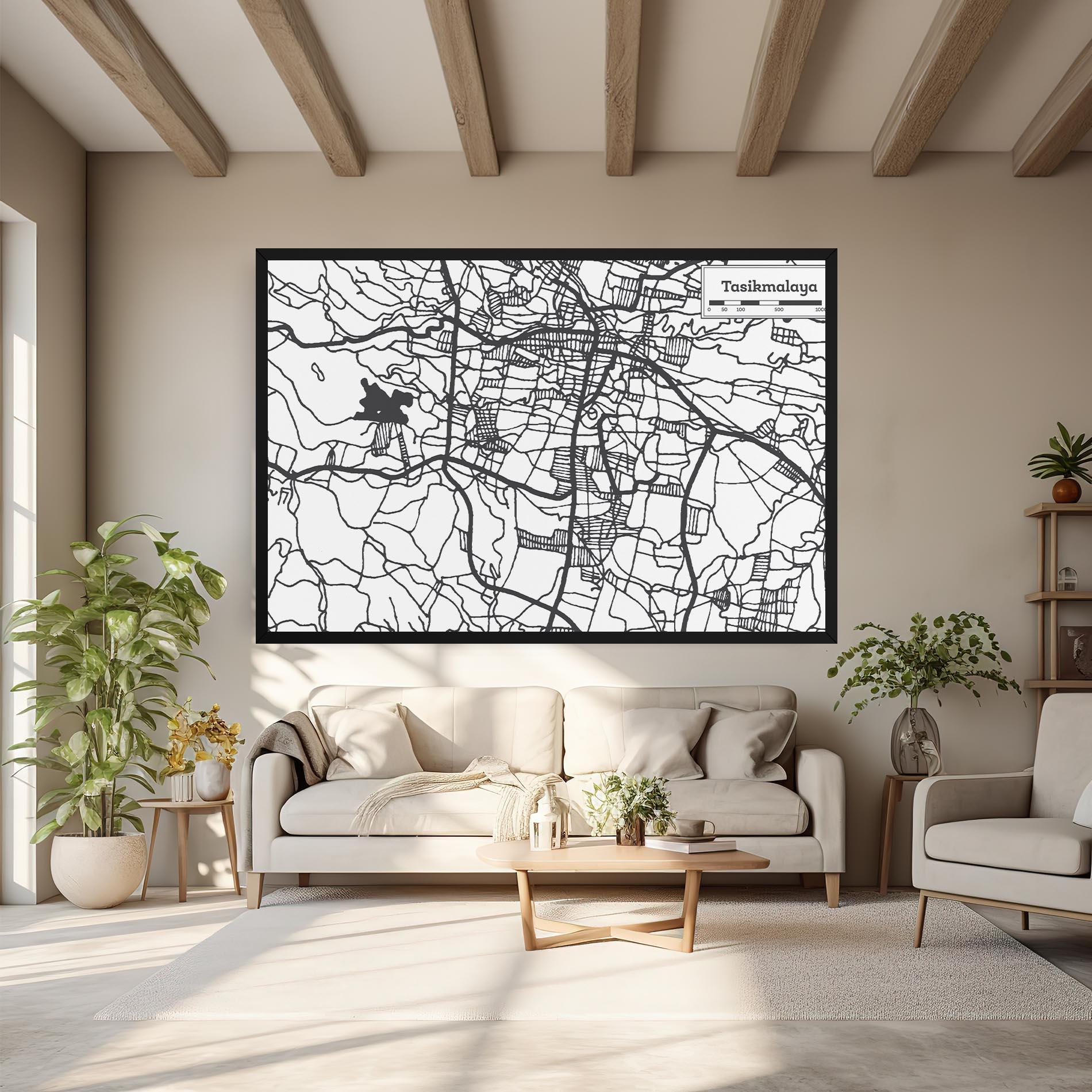 Tablou Canvas Tasikmalaya Map mockup 6