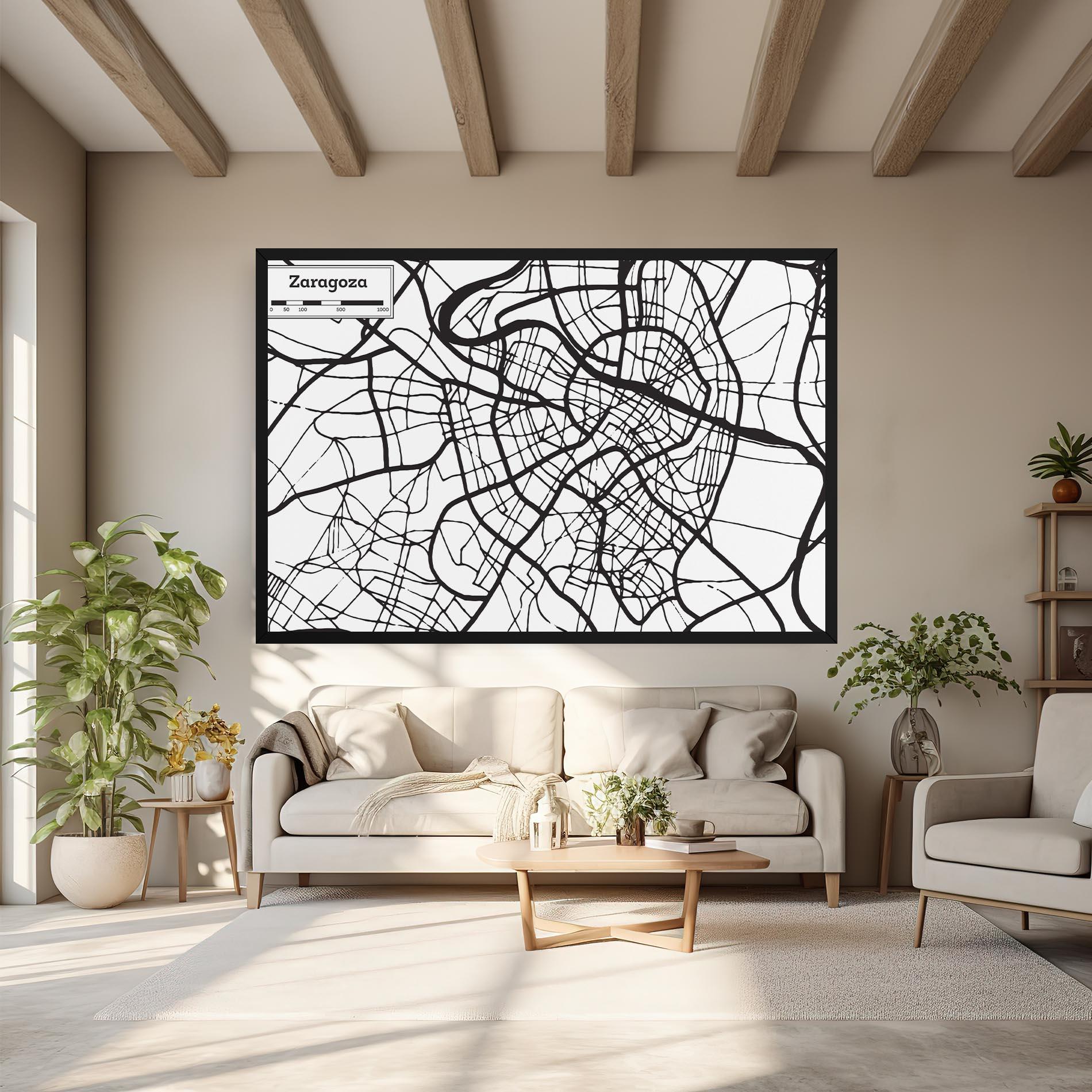 Tablou Canvas Zaragoza City Map mockup 6