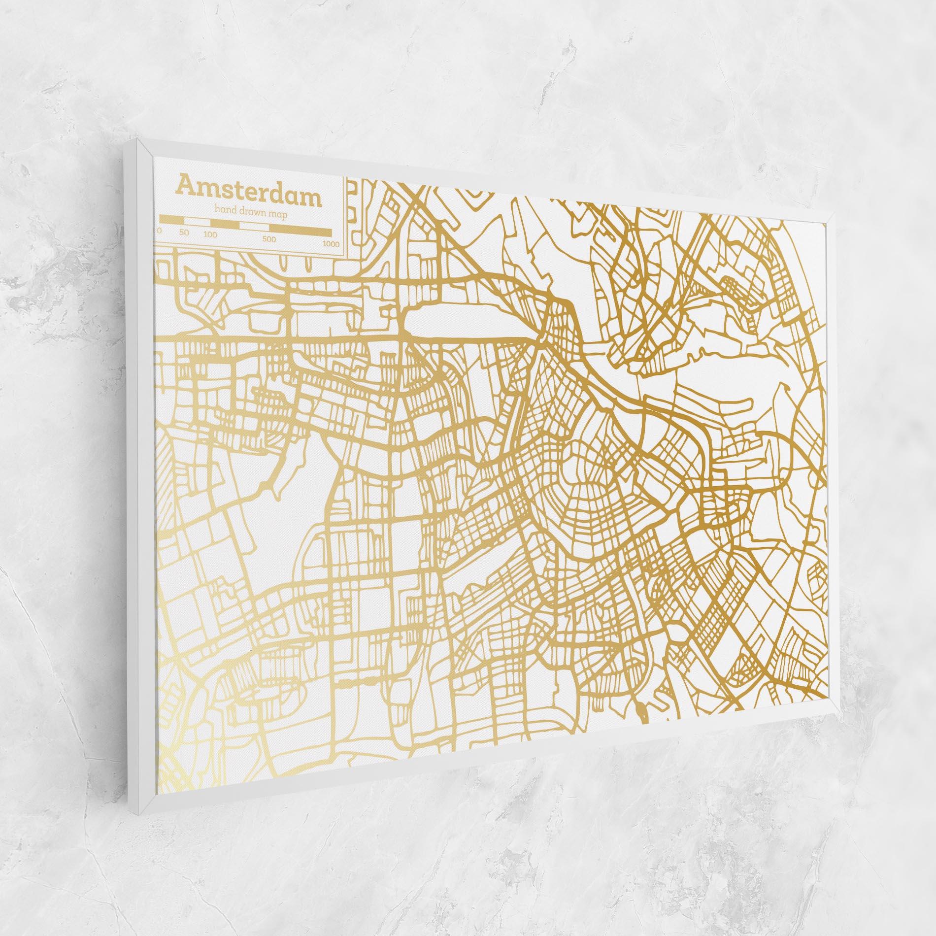 Tablou Canvas Amsterdam Gold Map mockup 1