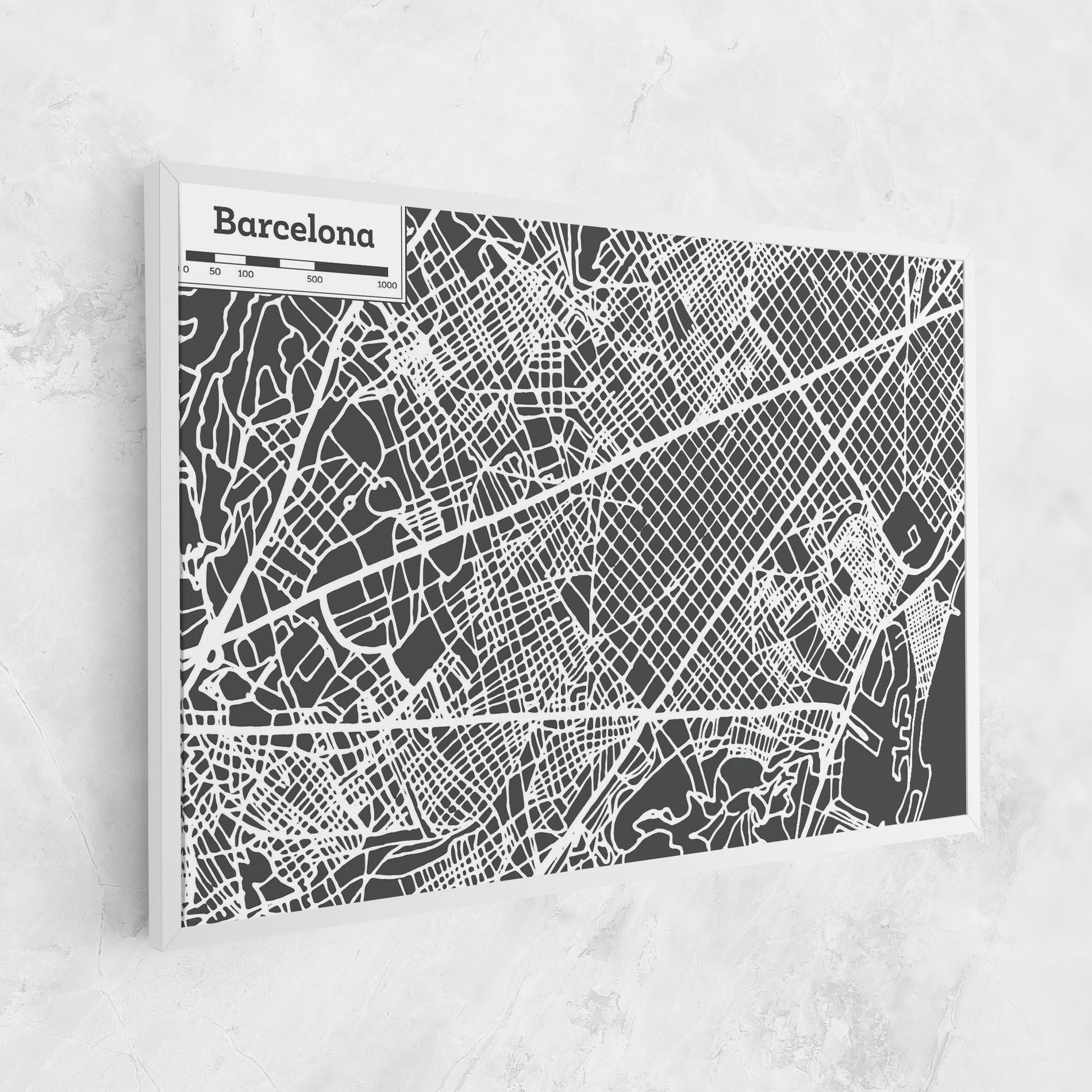 Tablou Canvas Barcelona Map mockup 1