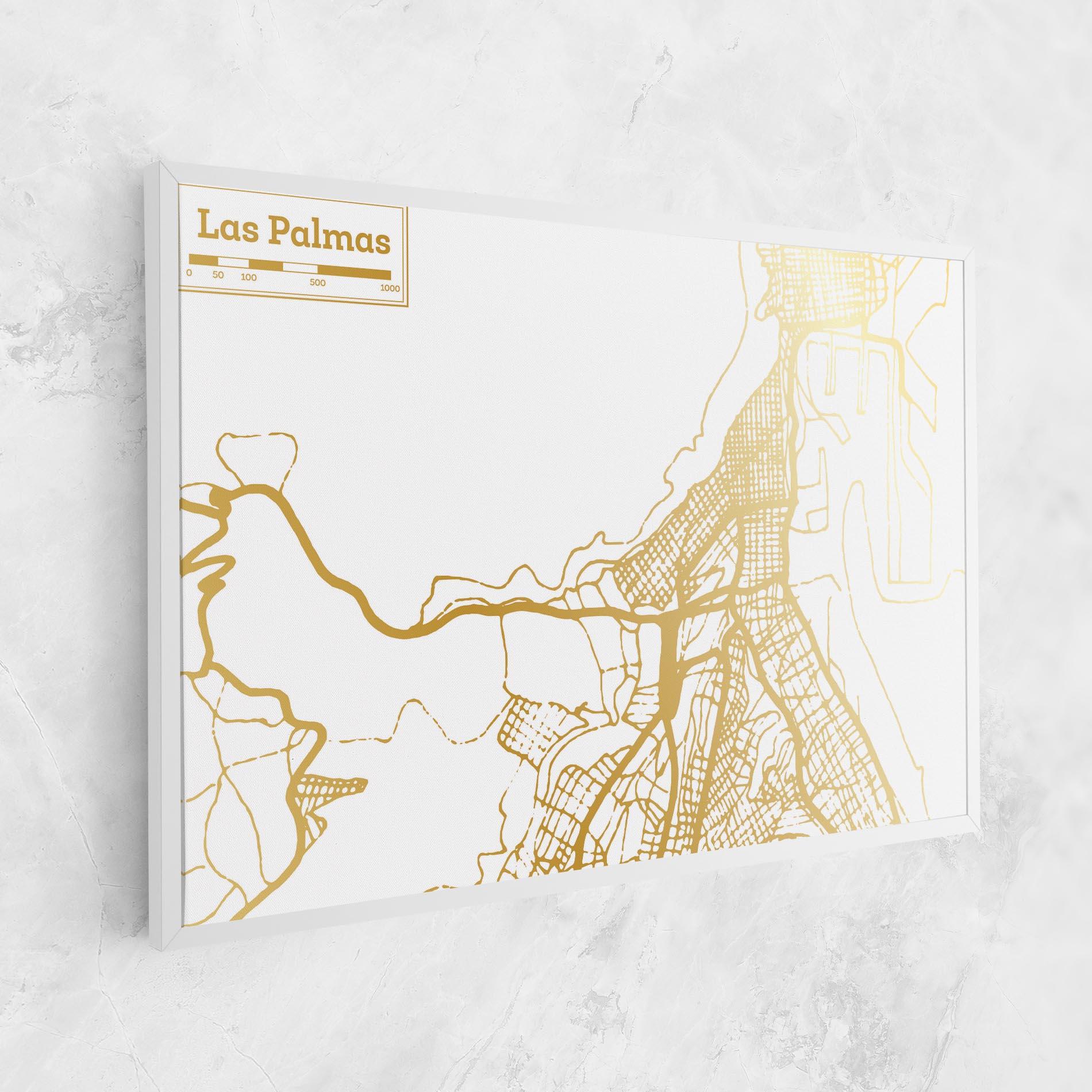 Tablou Canvas Las Palmas Gold Map mockup 1