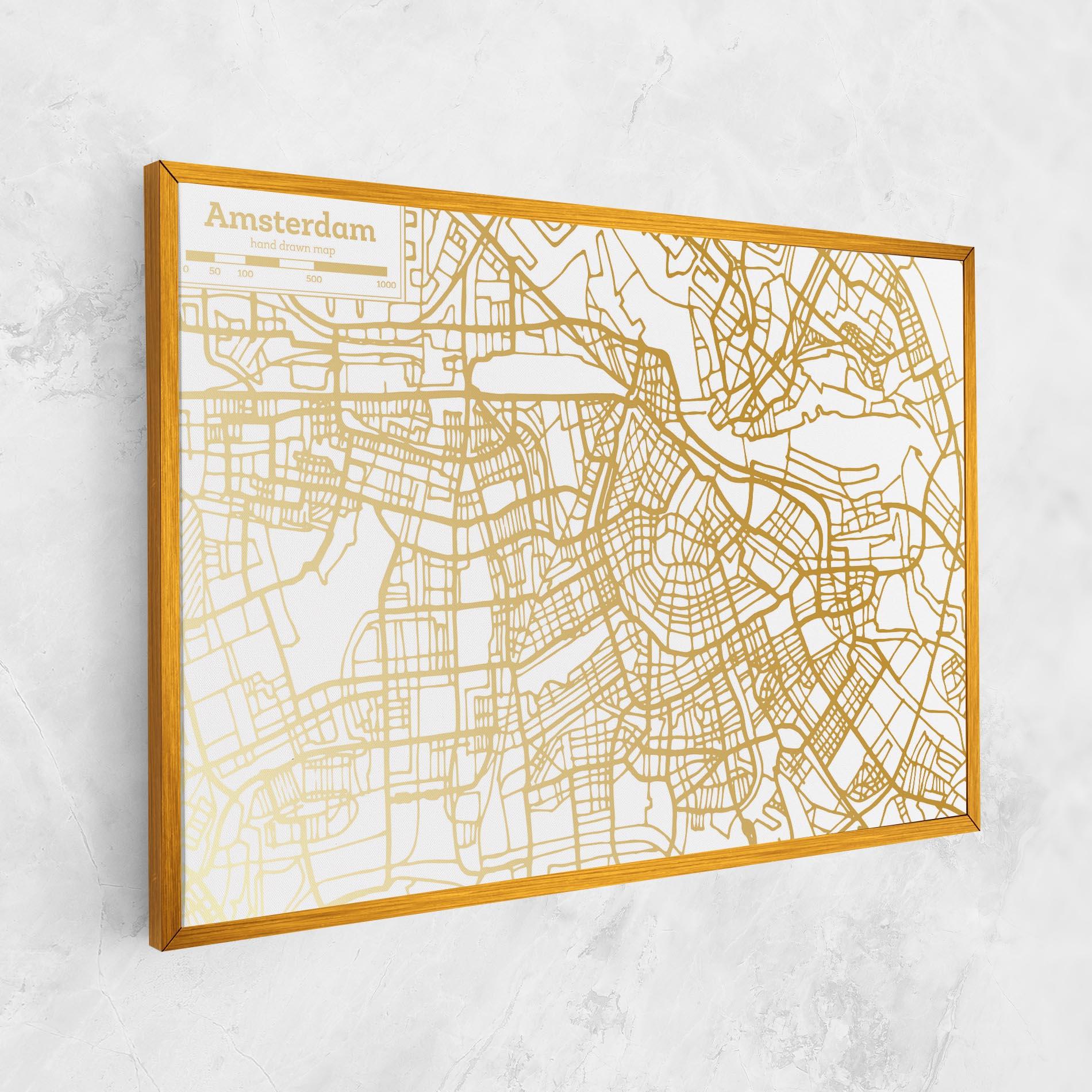 Tablou Canvas Amsterdam Gold Map mockup 1