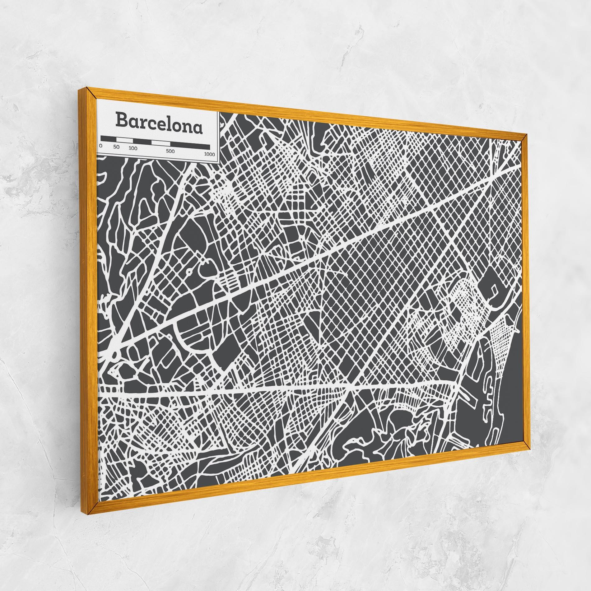 Tablou Canvas Barcelona Map mockup 1