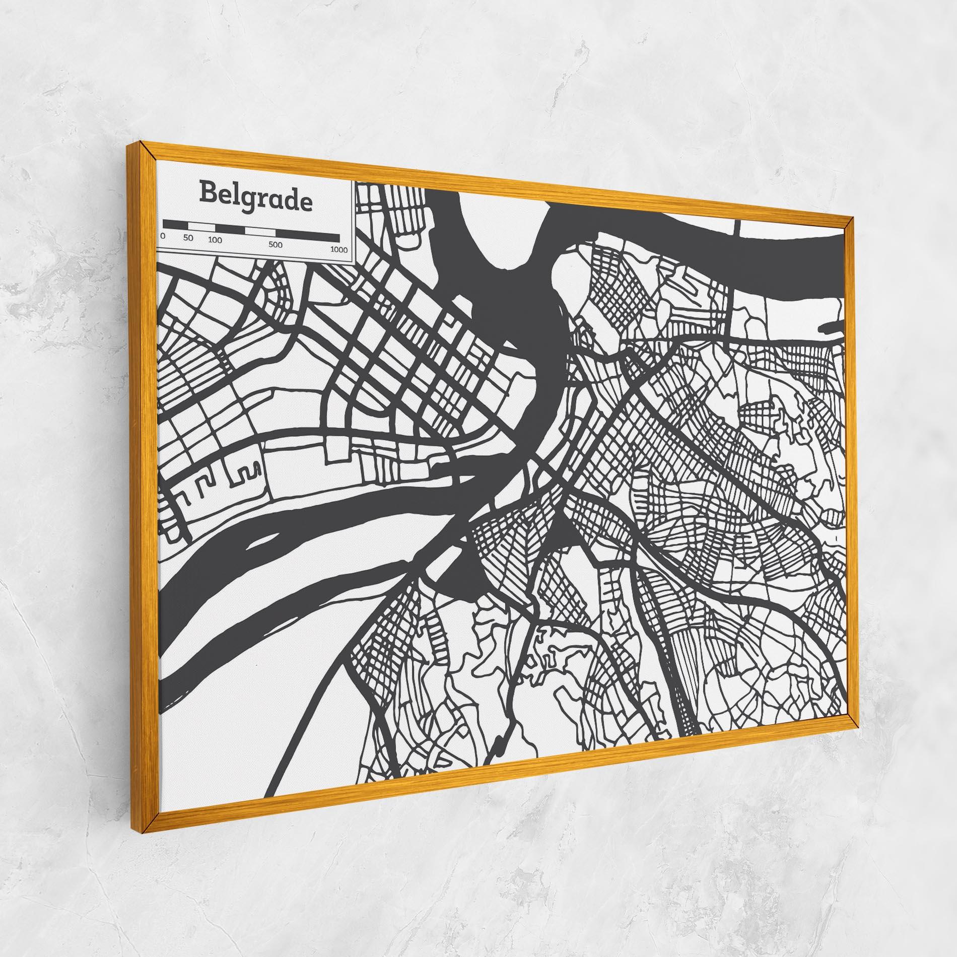 Tablou Canvas Belgrade Map mockup 1