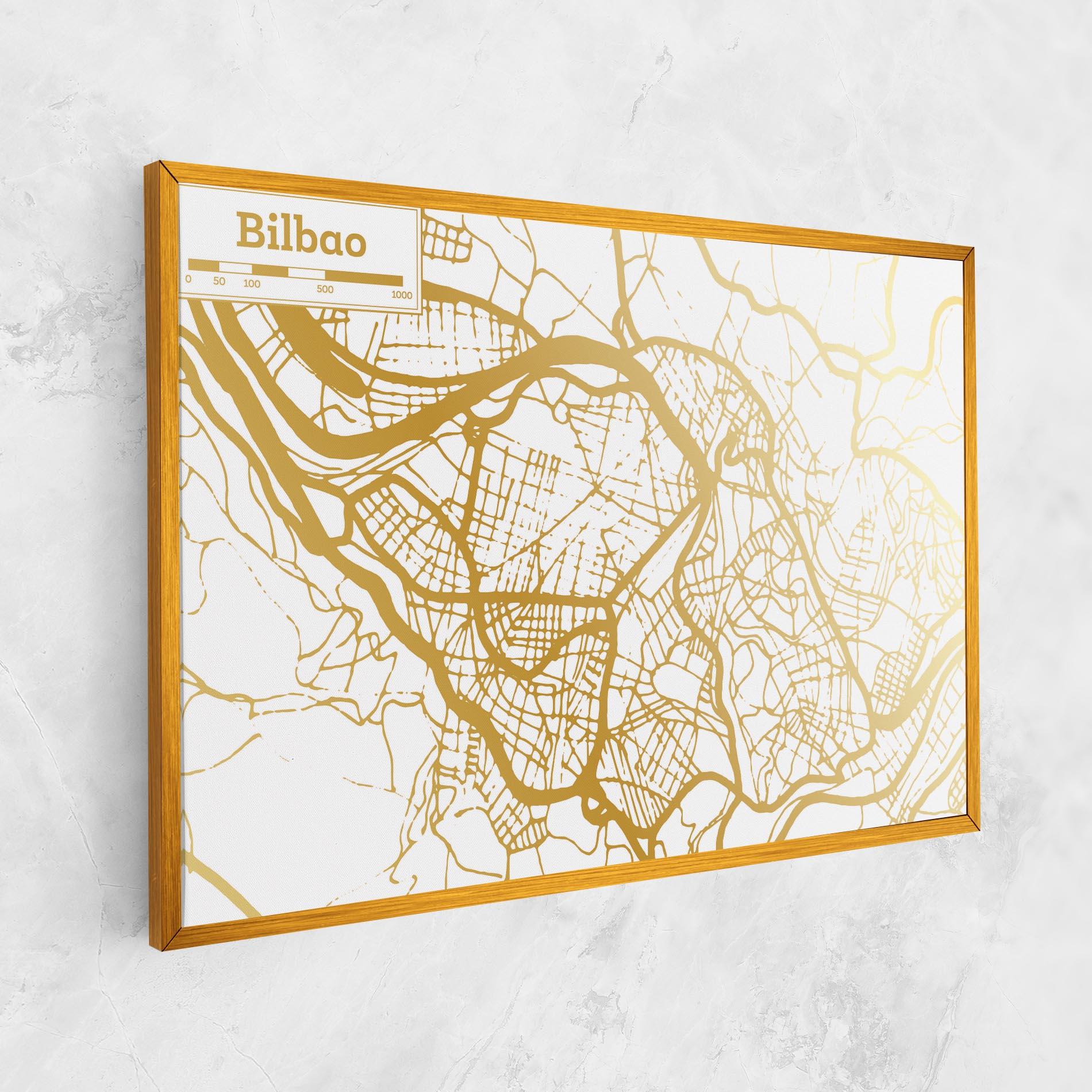 Tablou Canvas Bilbao Gold Map mockup 1