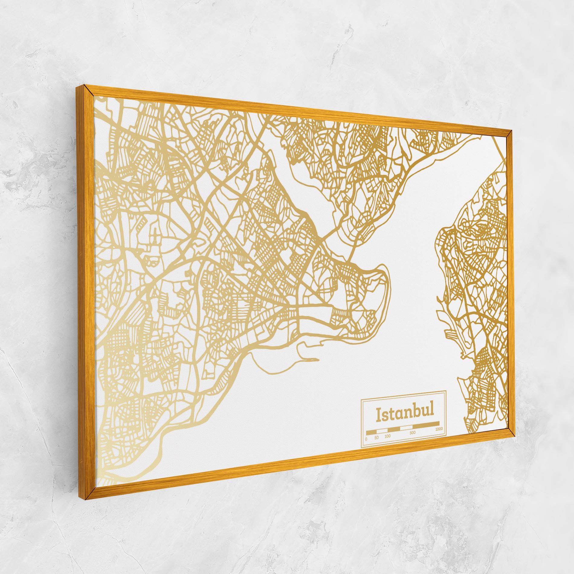 Tablou Canvas Istanbul Gold Map mockup 1