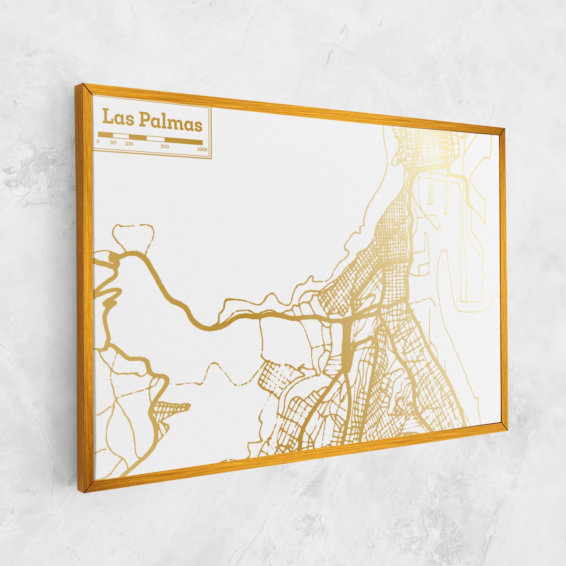 Tablou Canvas Las Palmas Gold Map mockup 1