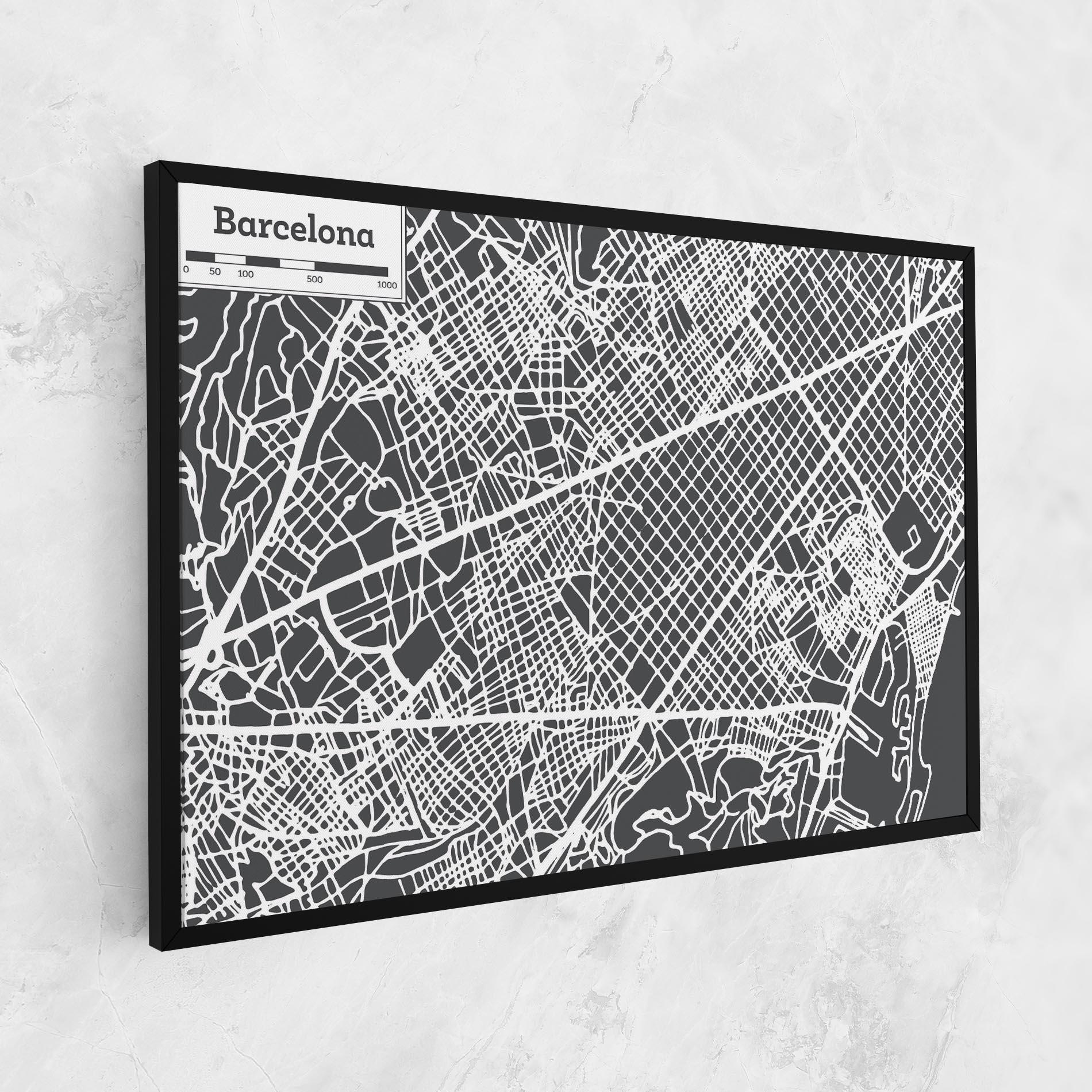 Tablou Canvas Barcelona Map mockup 1
