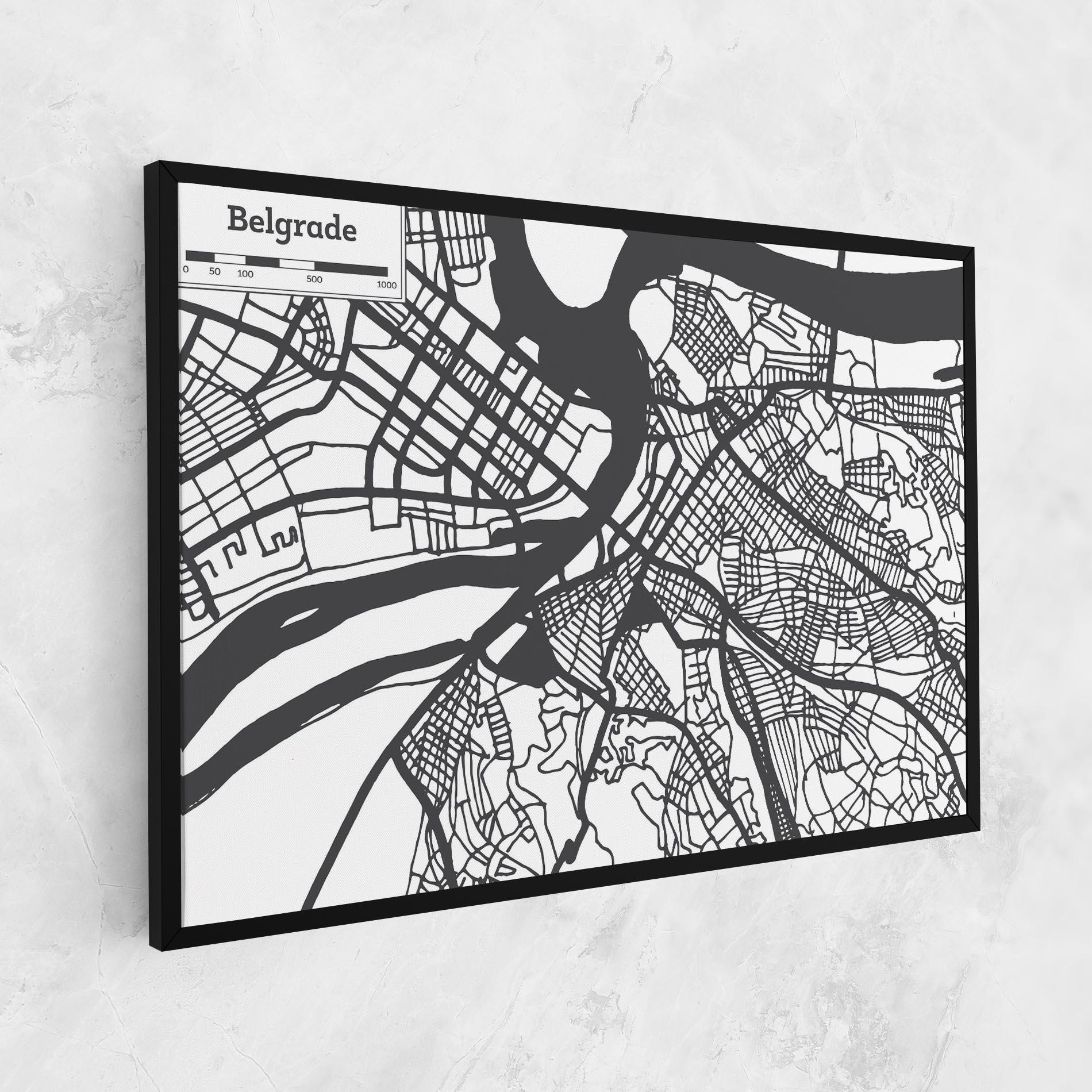 Tablou Canvas Belgrade Map mockup 1
