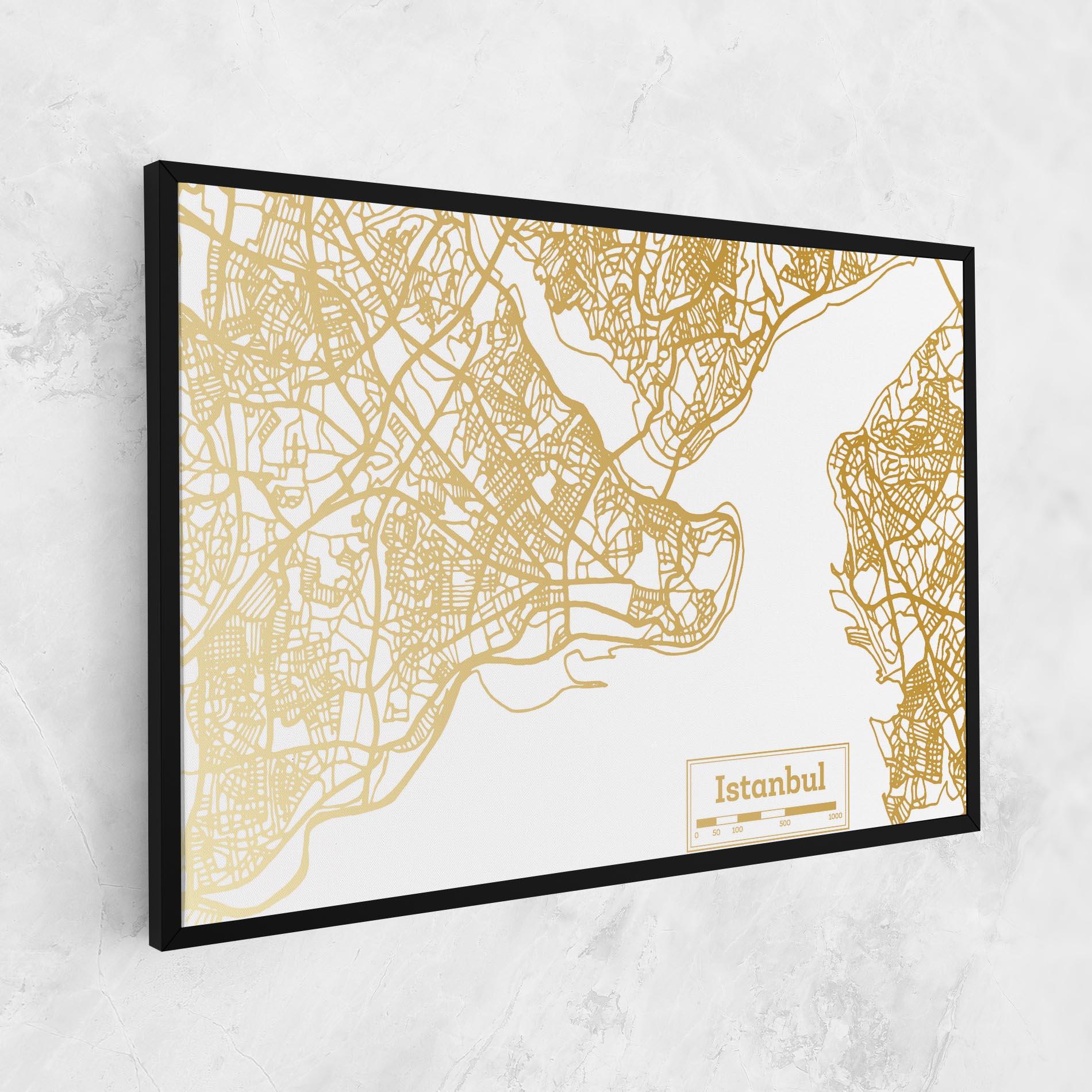 Tablou Canvas Istanbul Gold Map mockup 1