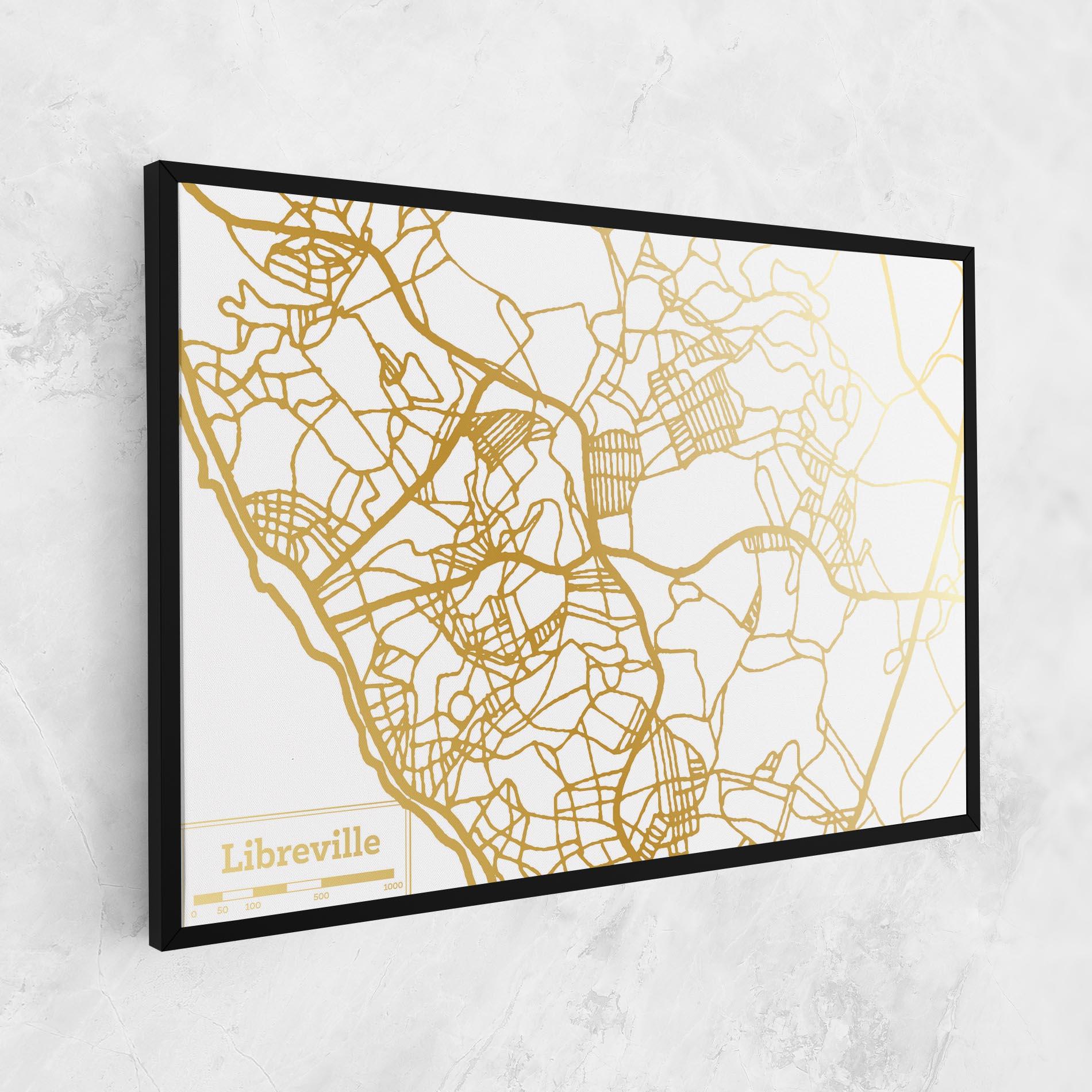 Tablou Canvas Libreville Gold Map mockup 1