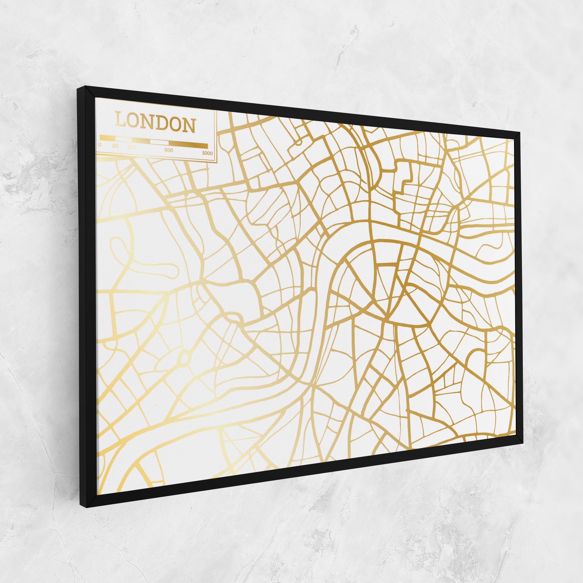 Tablou Canvas London Gold Map mockup 1