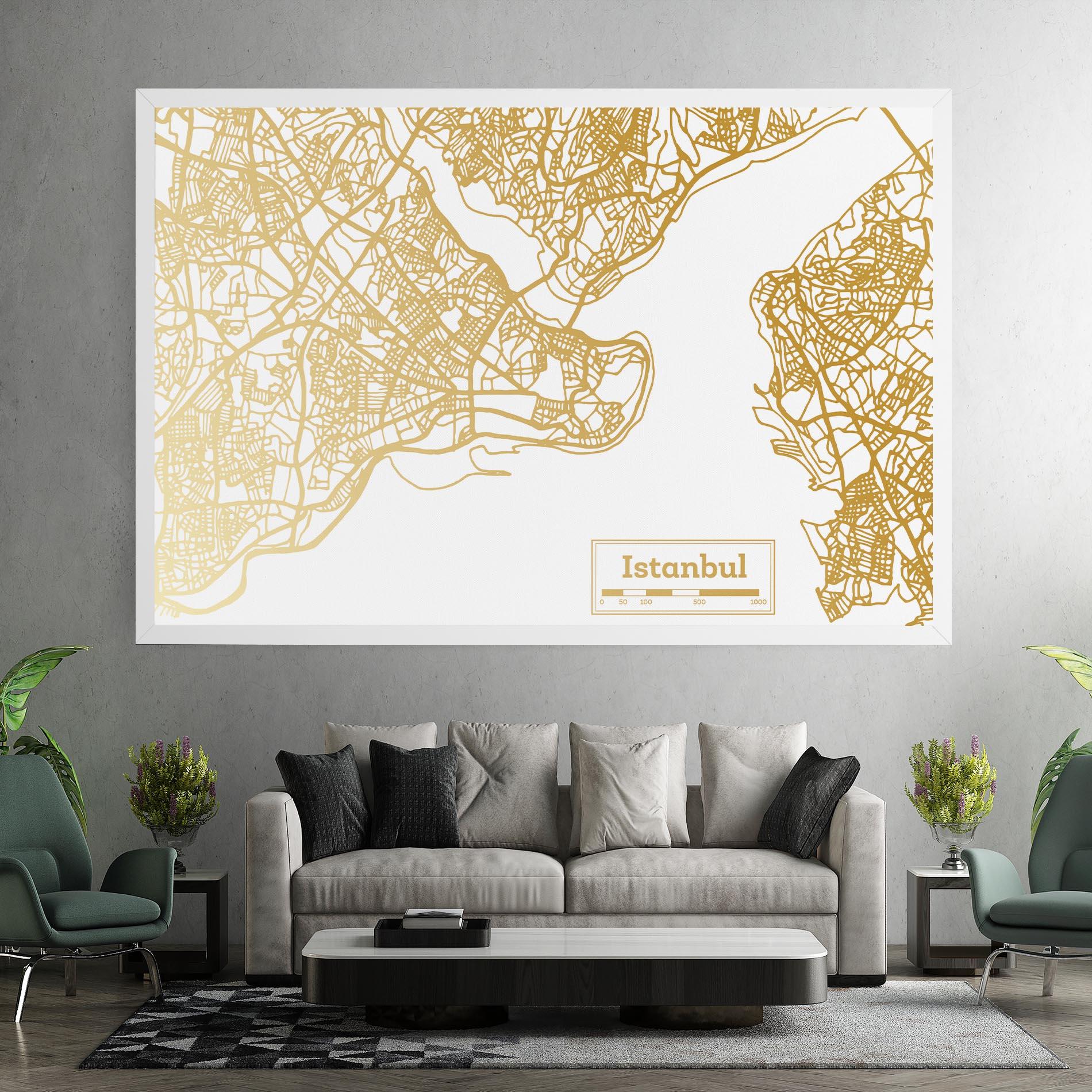 Tablou Canvas Istanbul Gold Map mockup 7