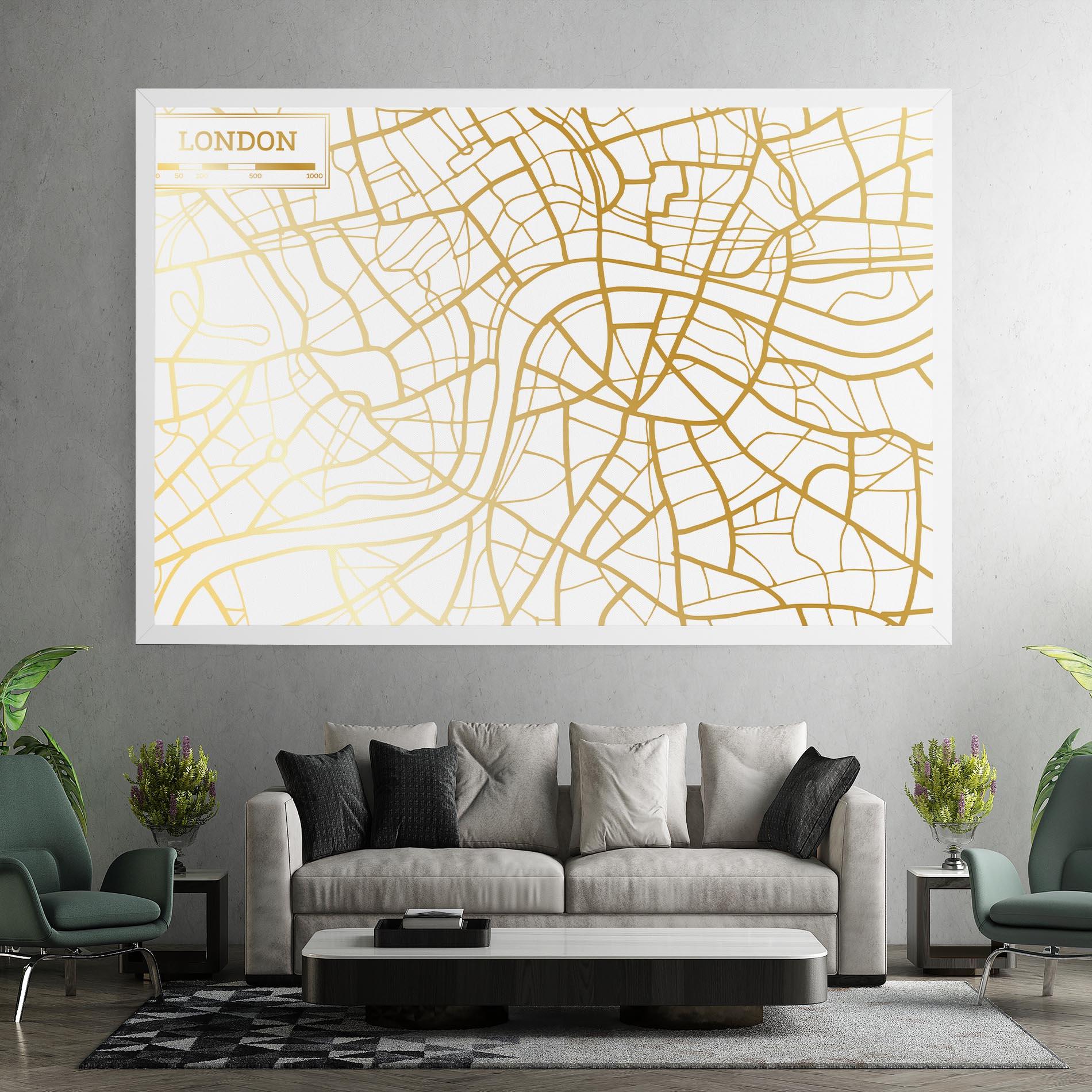 Tablou Canvas London Gold Map mockup 7