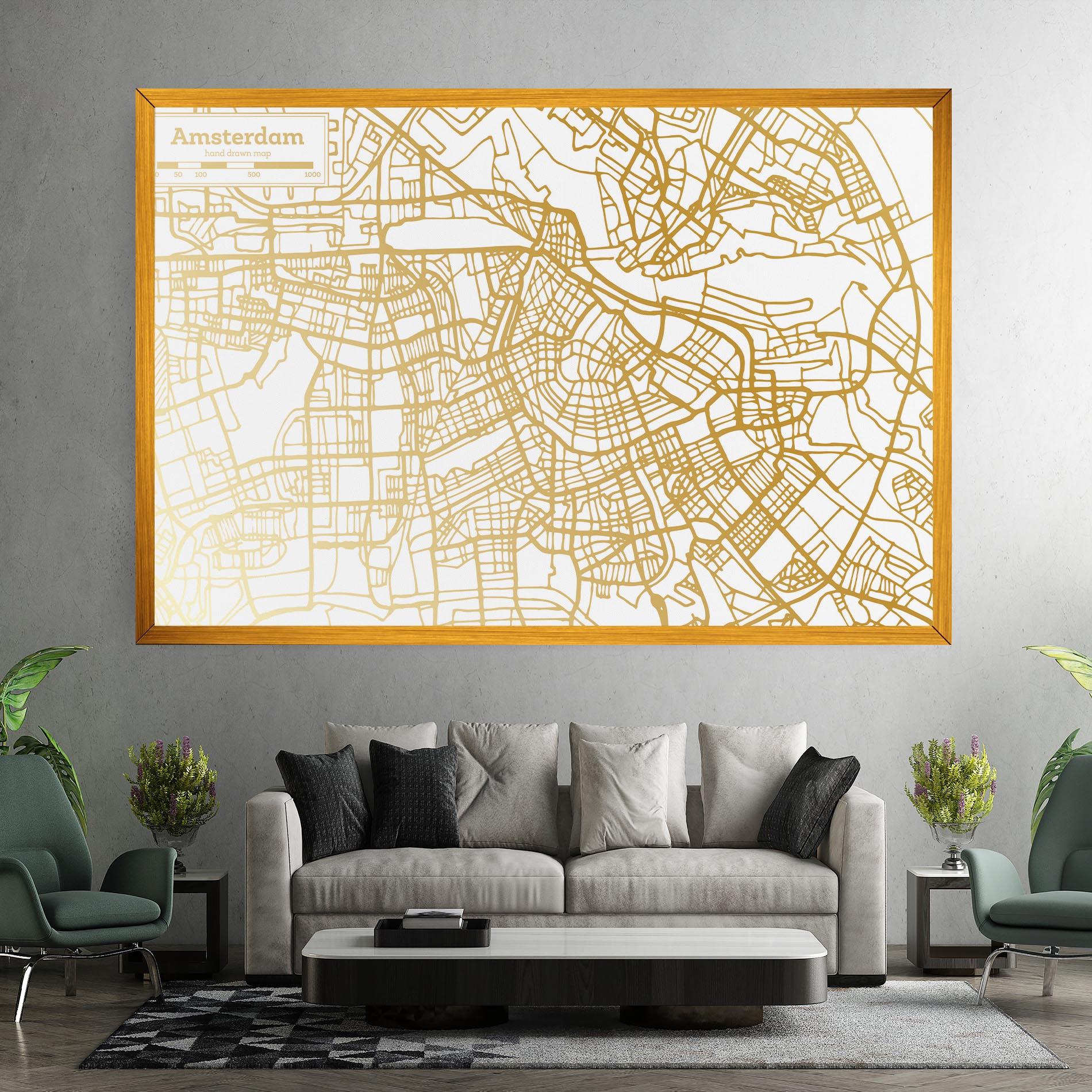 Tablou Canvas Amsterdam Gold Map mockup 7