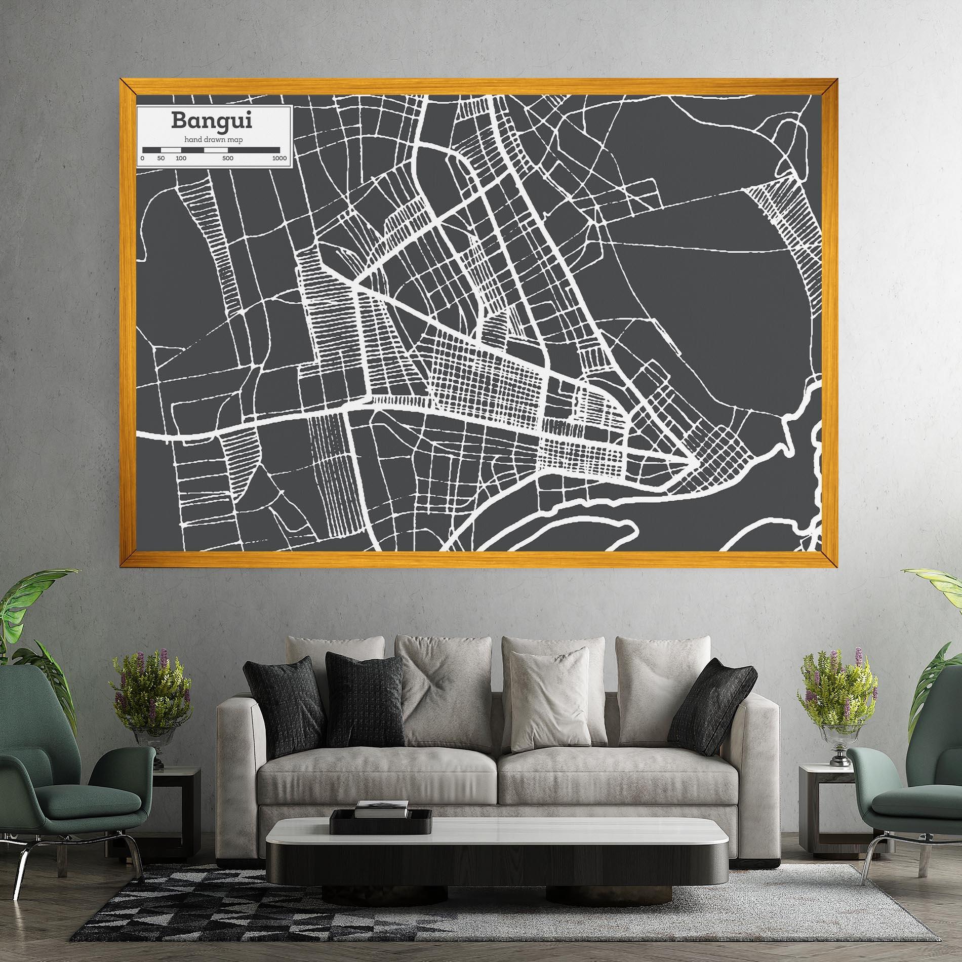 Tablou Canvas Bangui Map mockup 7