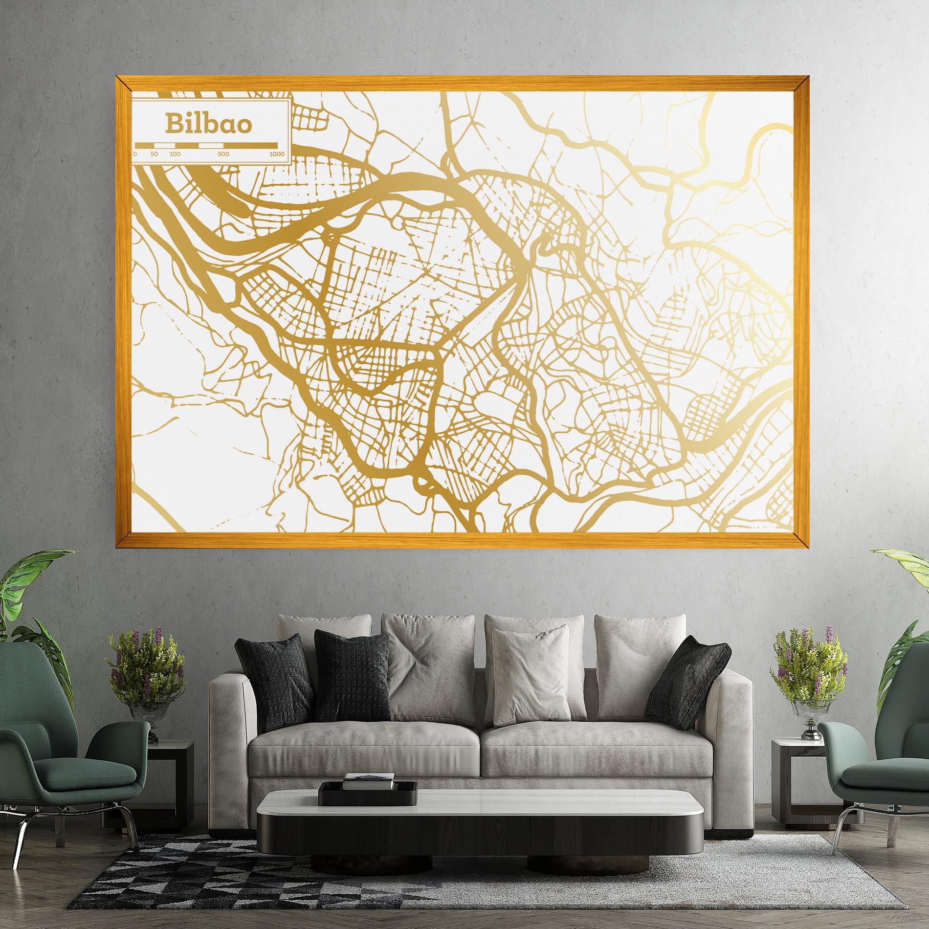 Tablou Canvas Bilbao Gold Map mockup 7