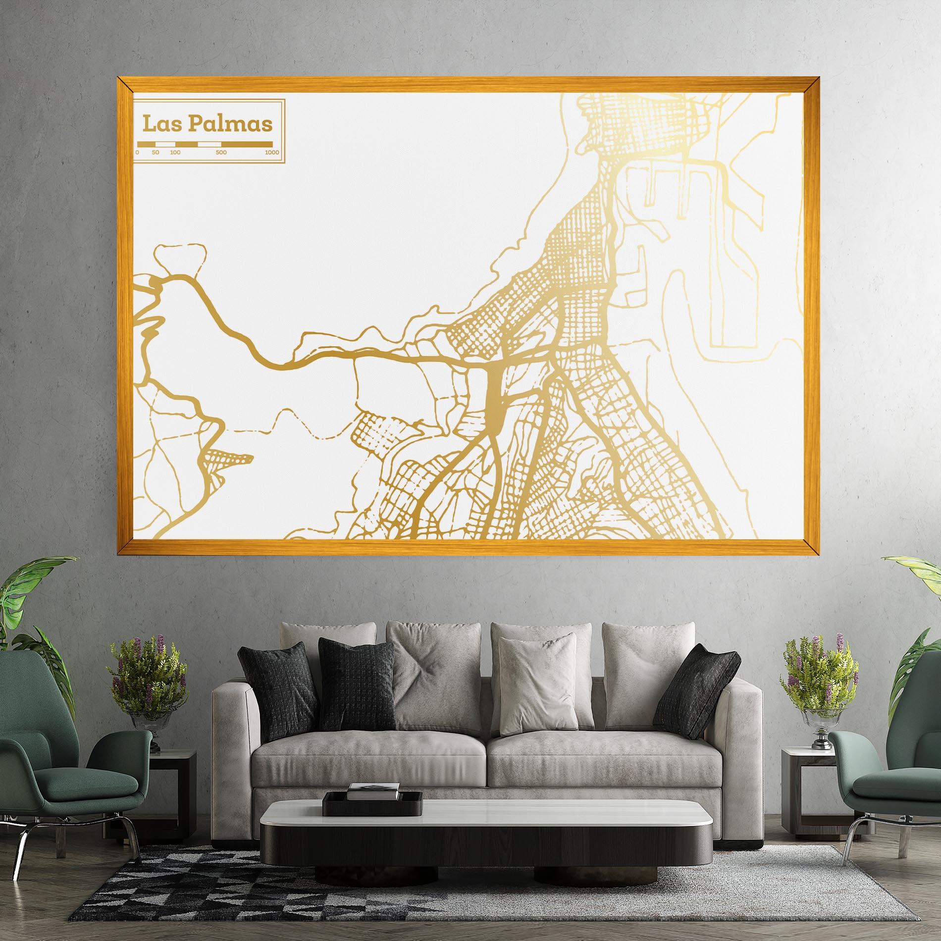 Tablou Canvas Las Palmas Gold Map mockup 7