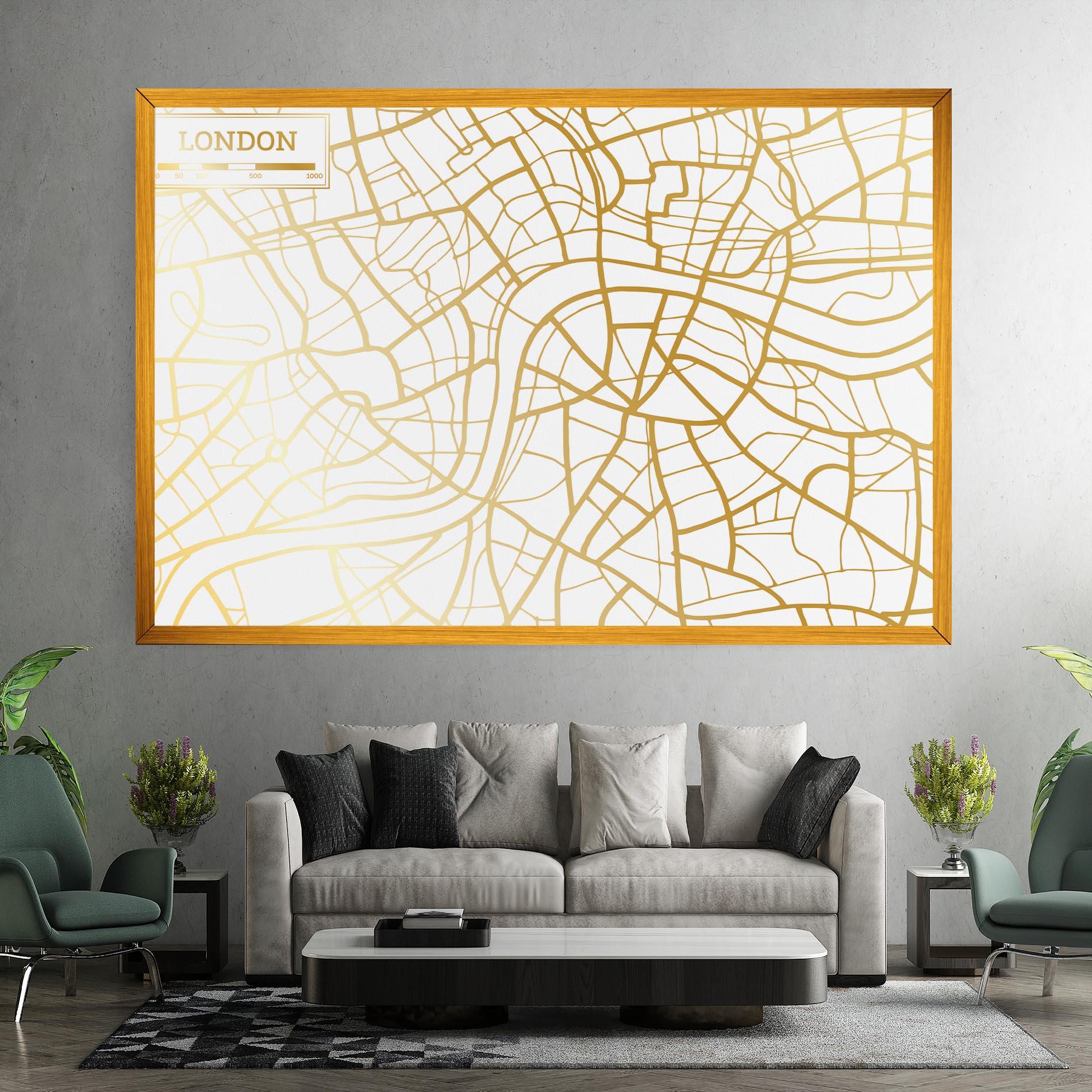 Tablou Canvas London Gold Map mockup 7