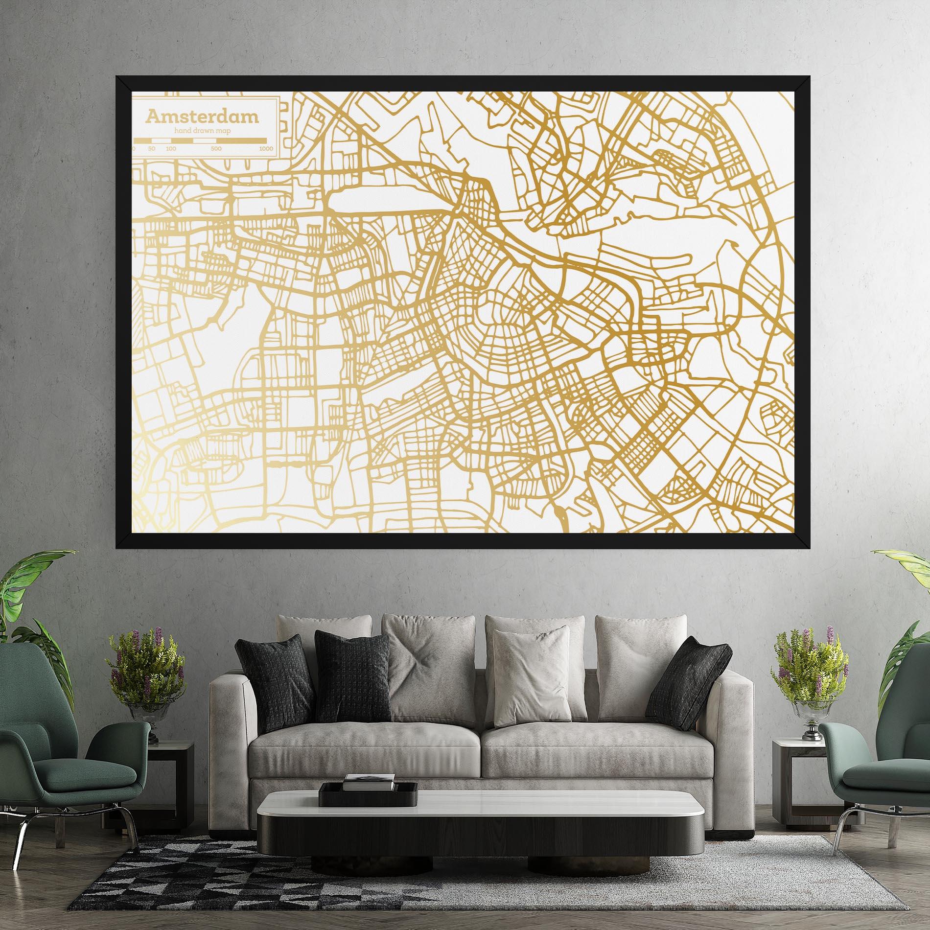 Tablou Canvas Amsterdam Gold Map mockup 7