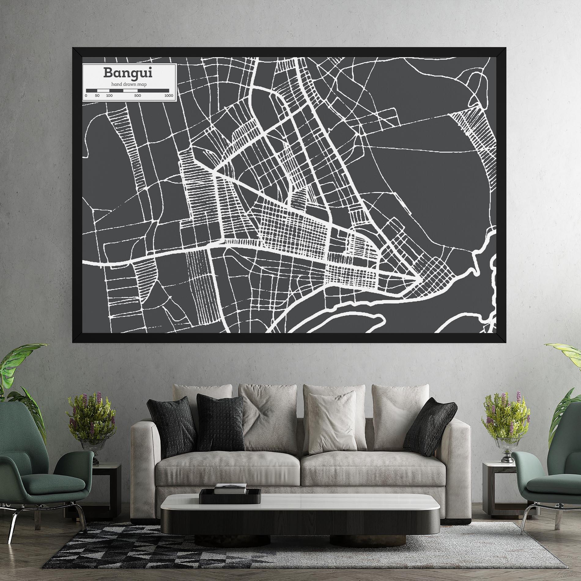 Tablou Canvas Bangui Map mockup 7