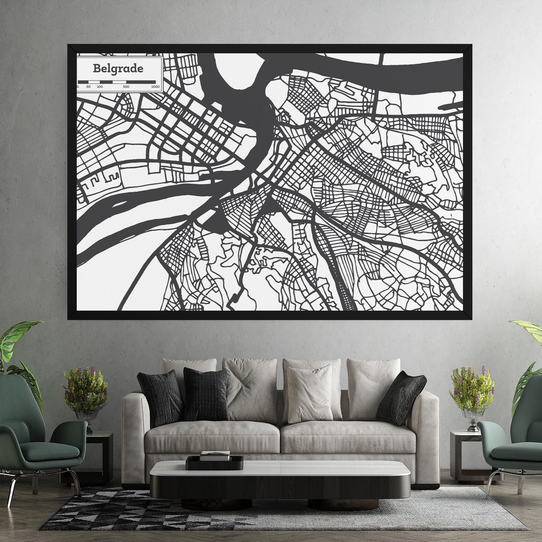 Tablou Canvas Belgrade Map mockup 7