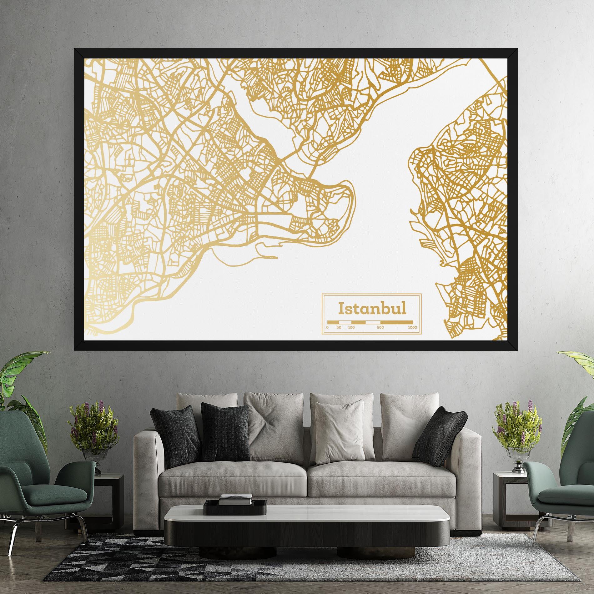 Tablou Canvas Istanbul Gold Map mockup 7