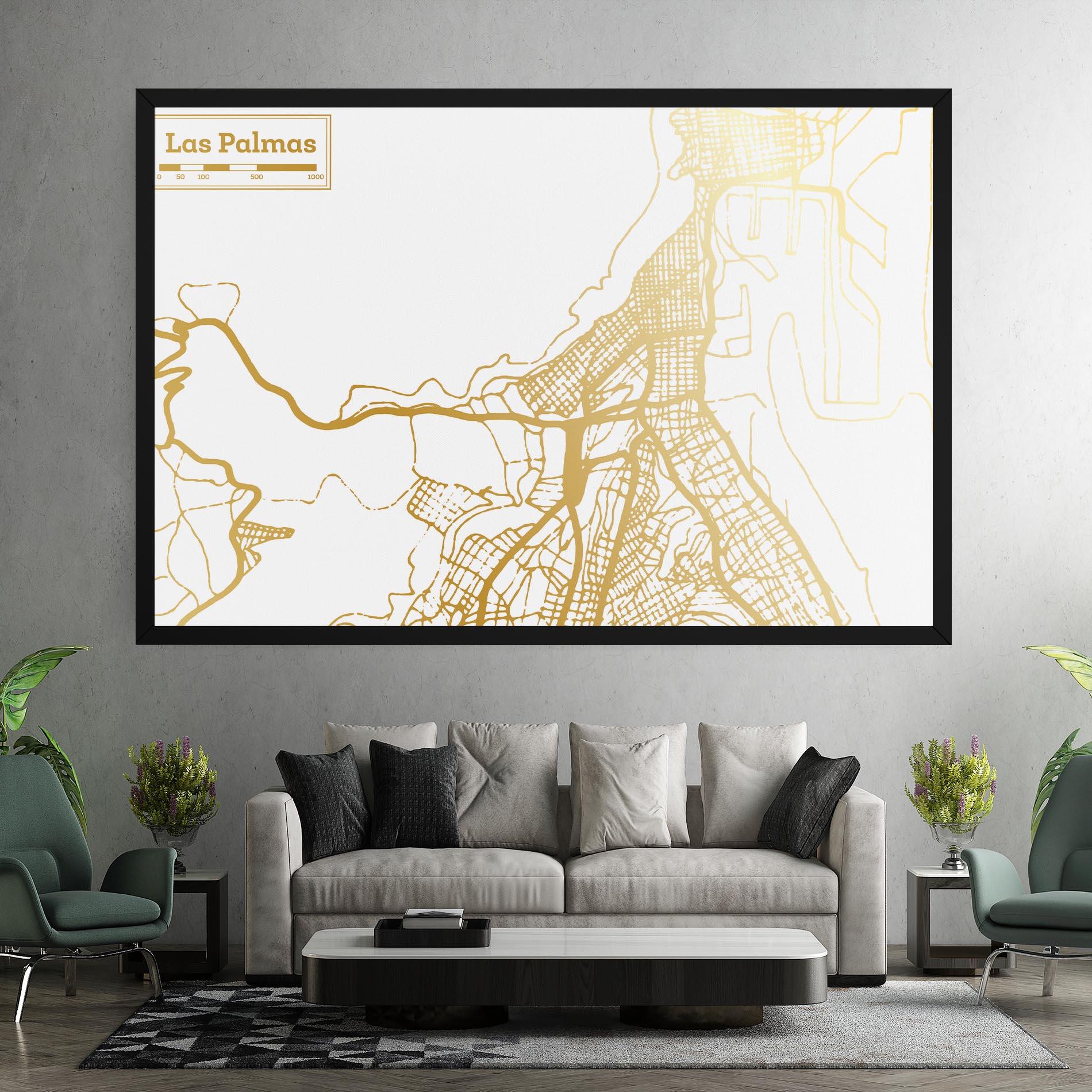 Tablou Canvas Las Palmas Gold Map mockup 7
