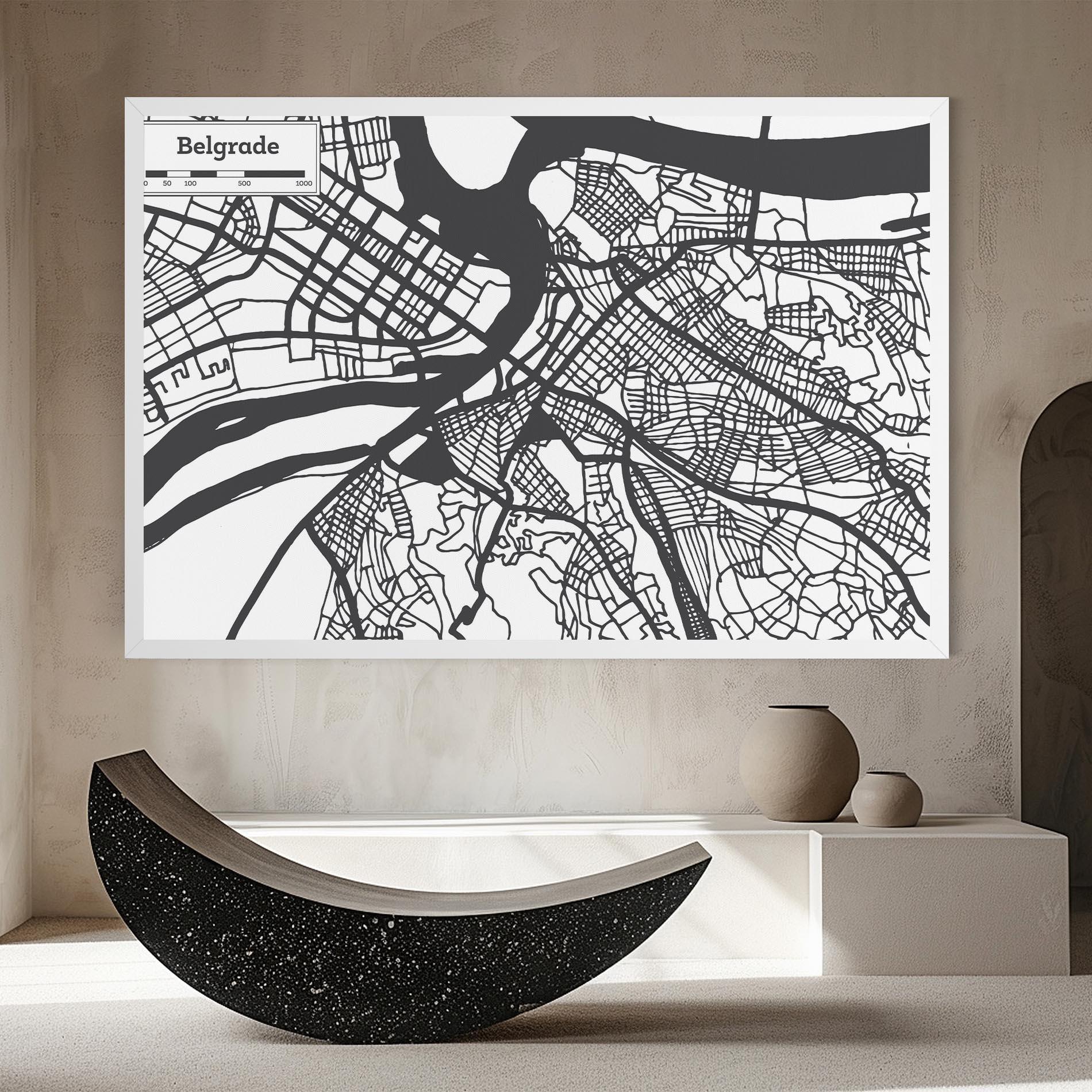 Tablou Canvas Belgrade Map mockup 8