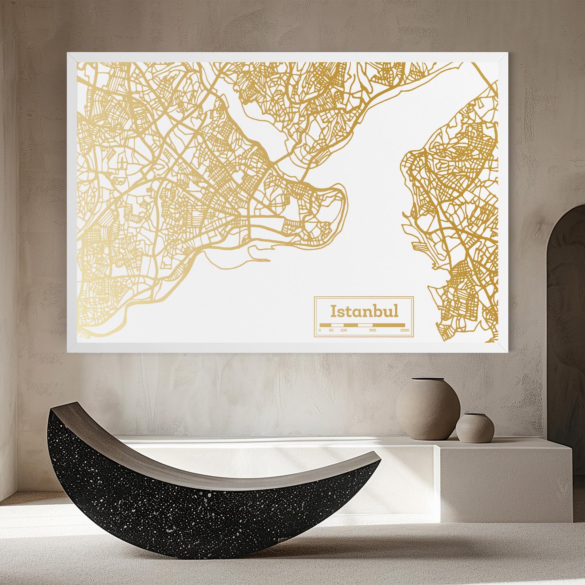 Tablou Canvas Istanbul Gold Map mockup 8