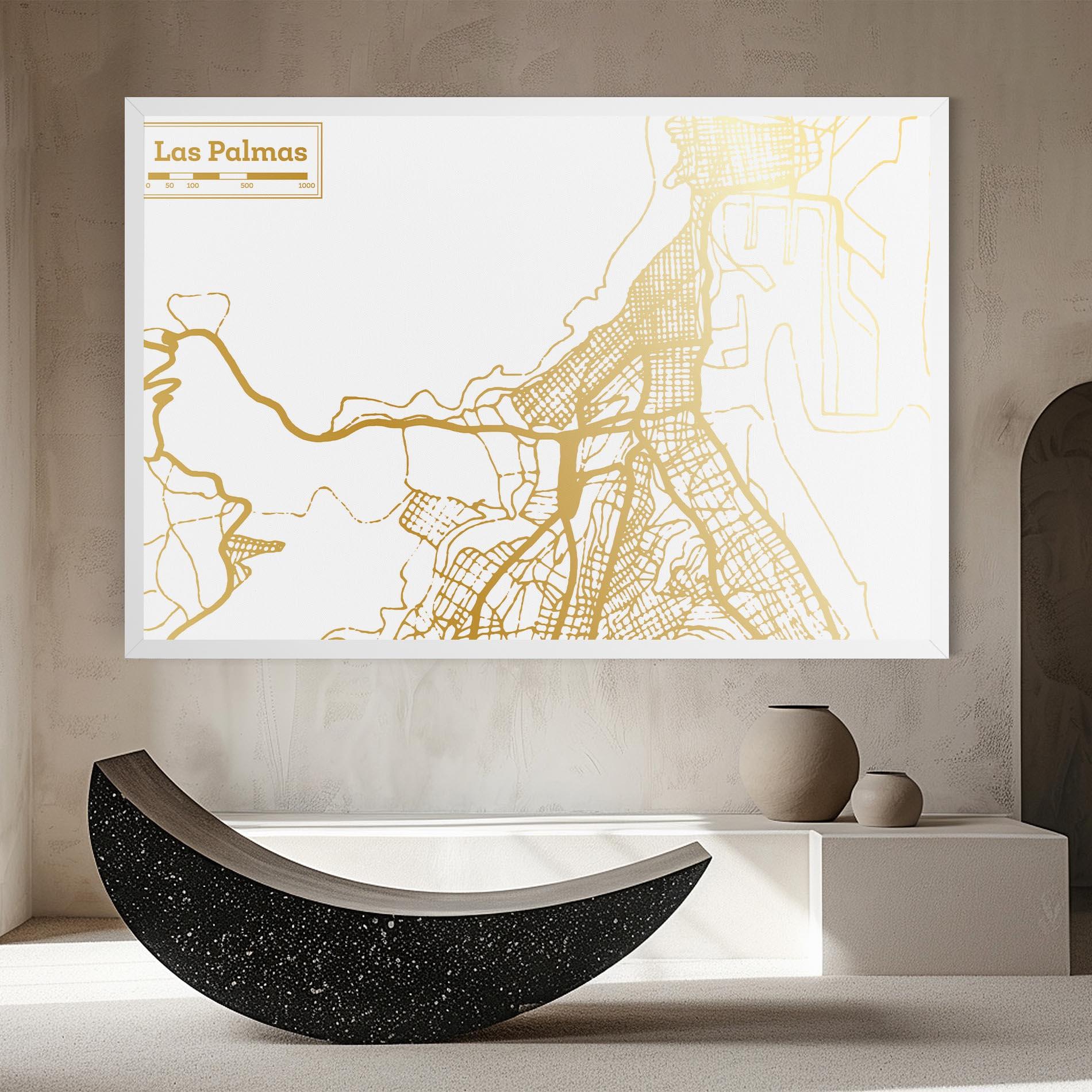 Tablou Canvas Las Palmas Gold Map mockup 8