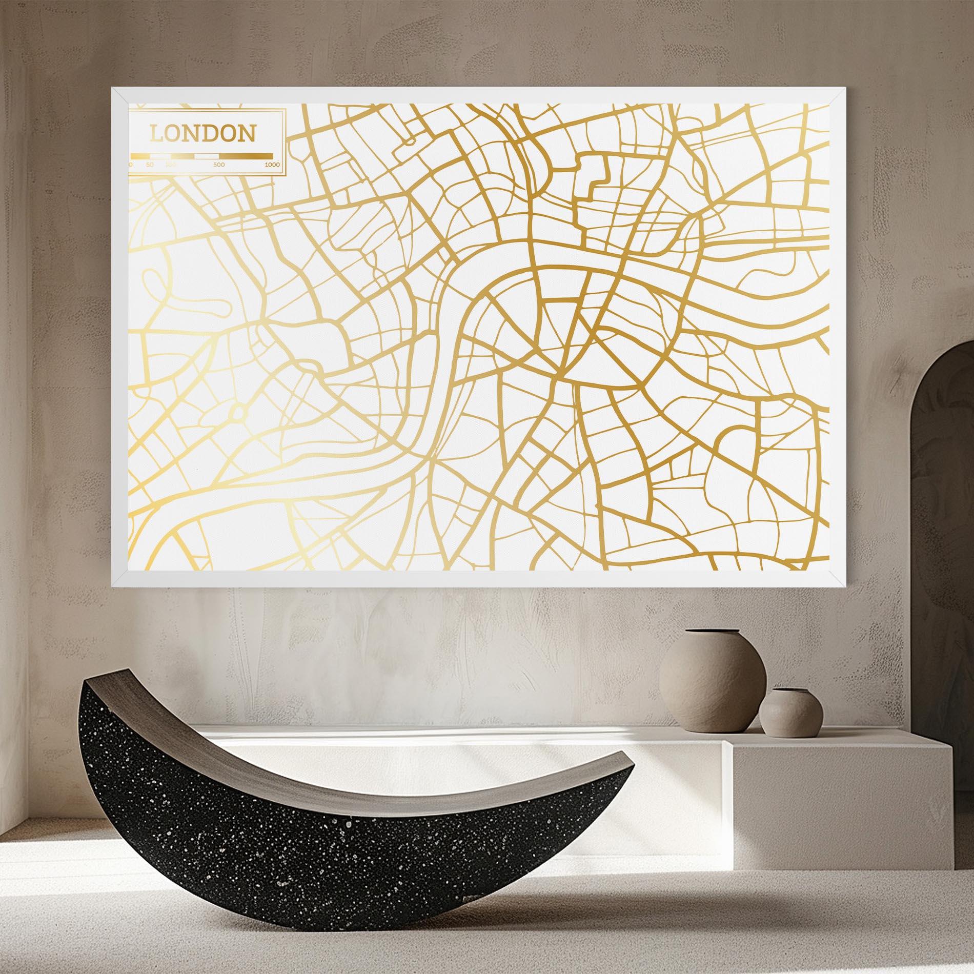 Tablou Canvas London Gold Map mockup 8