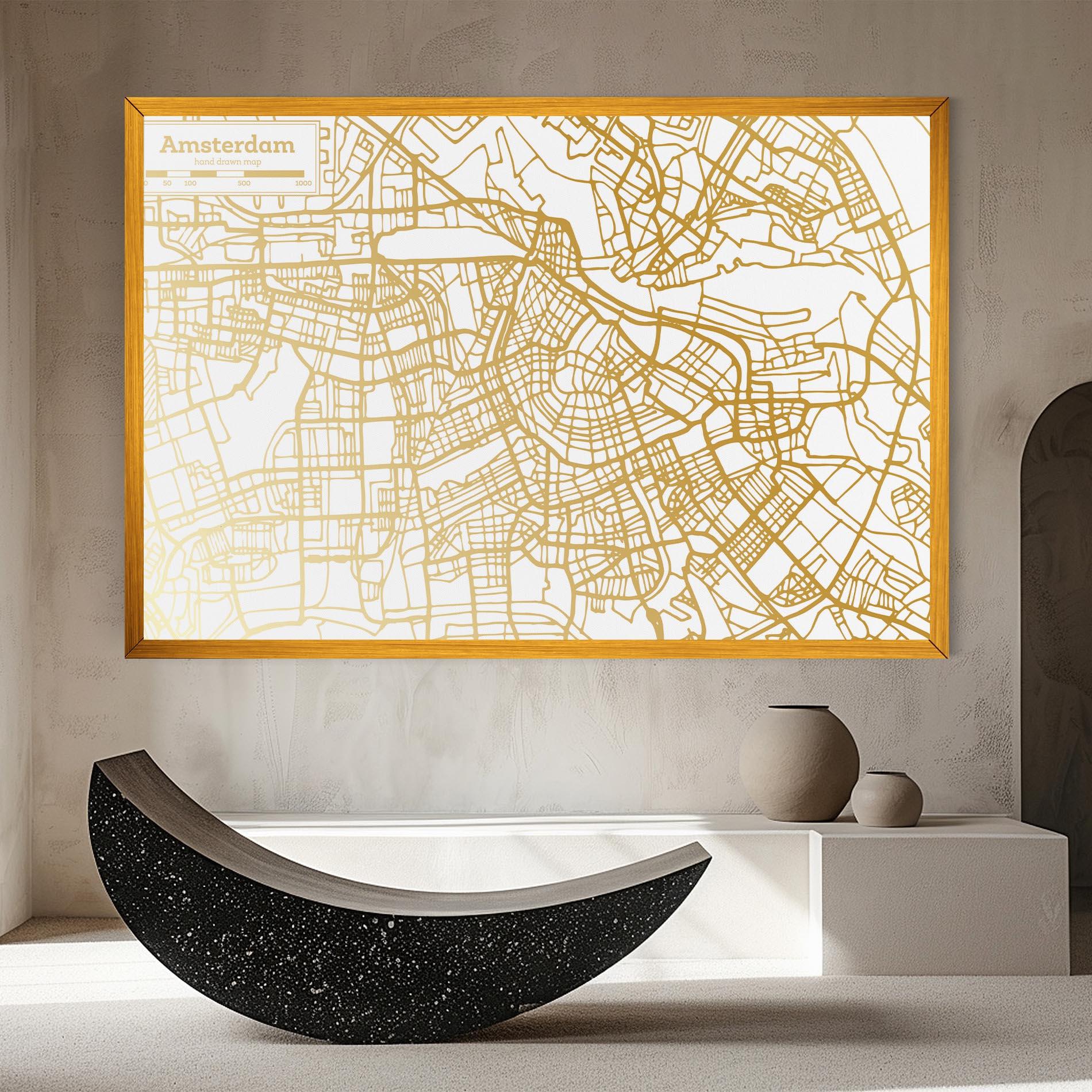 Tablou Canvas Amsterdam Gold Map mockup 8