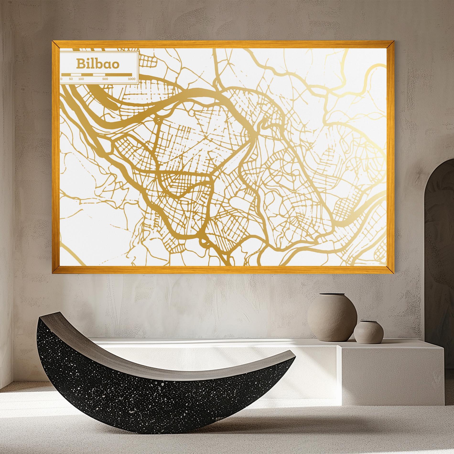 Tablou Canvas Bilbao Gold Map mockup 8