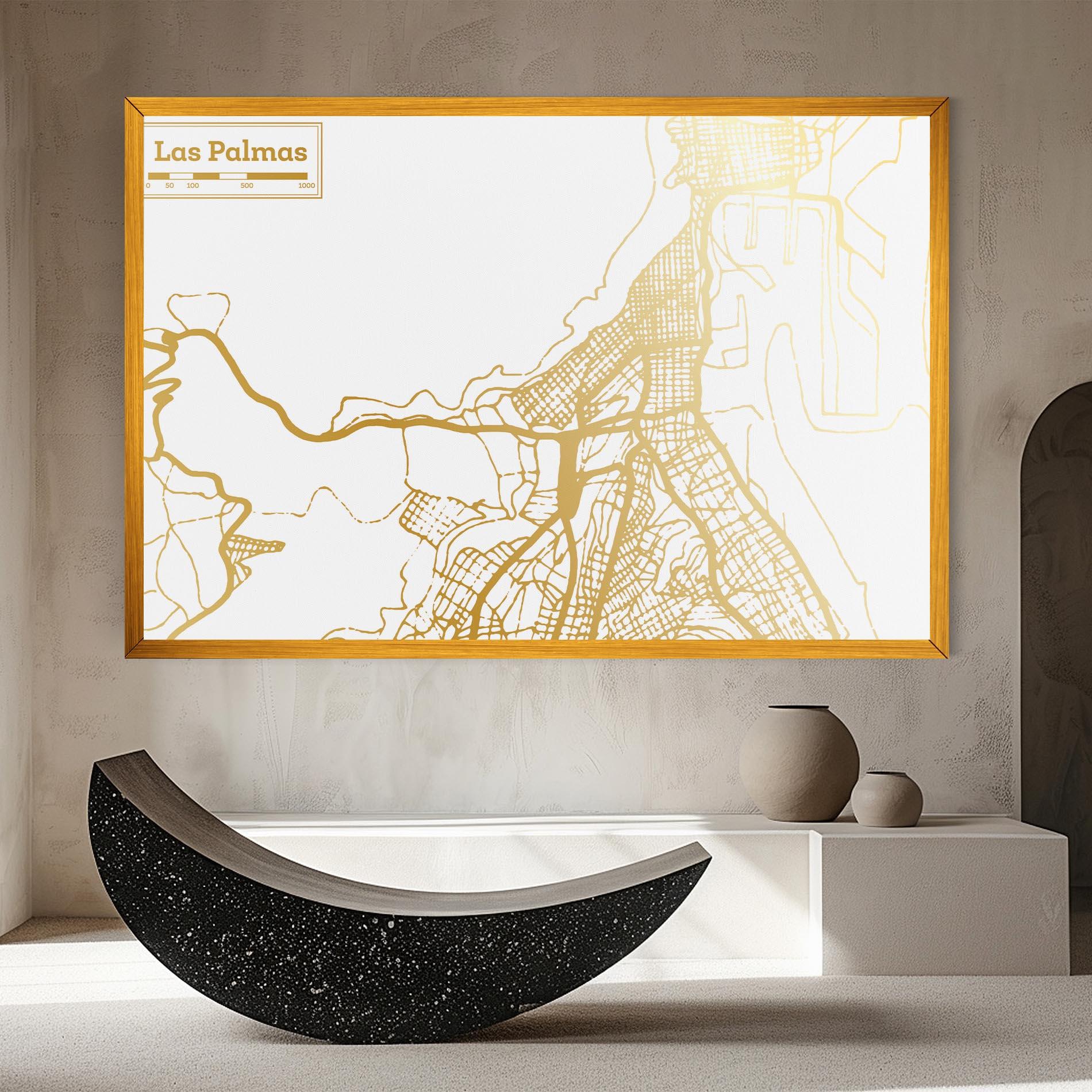 Tablou Canvas Las Palmas Gold Map mockup 8