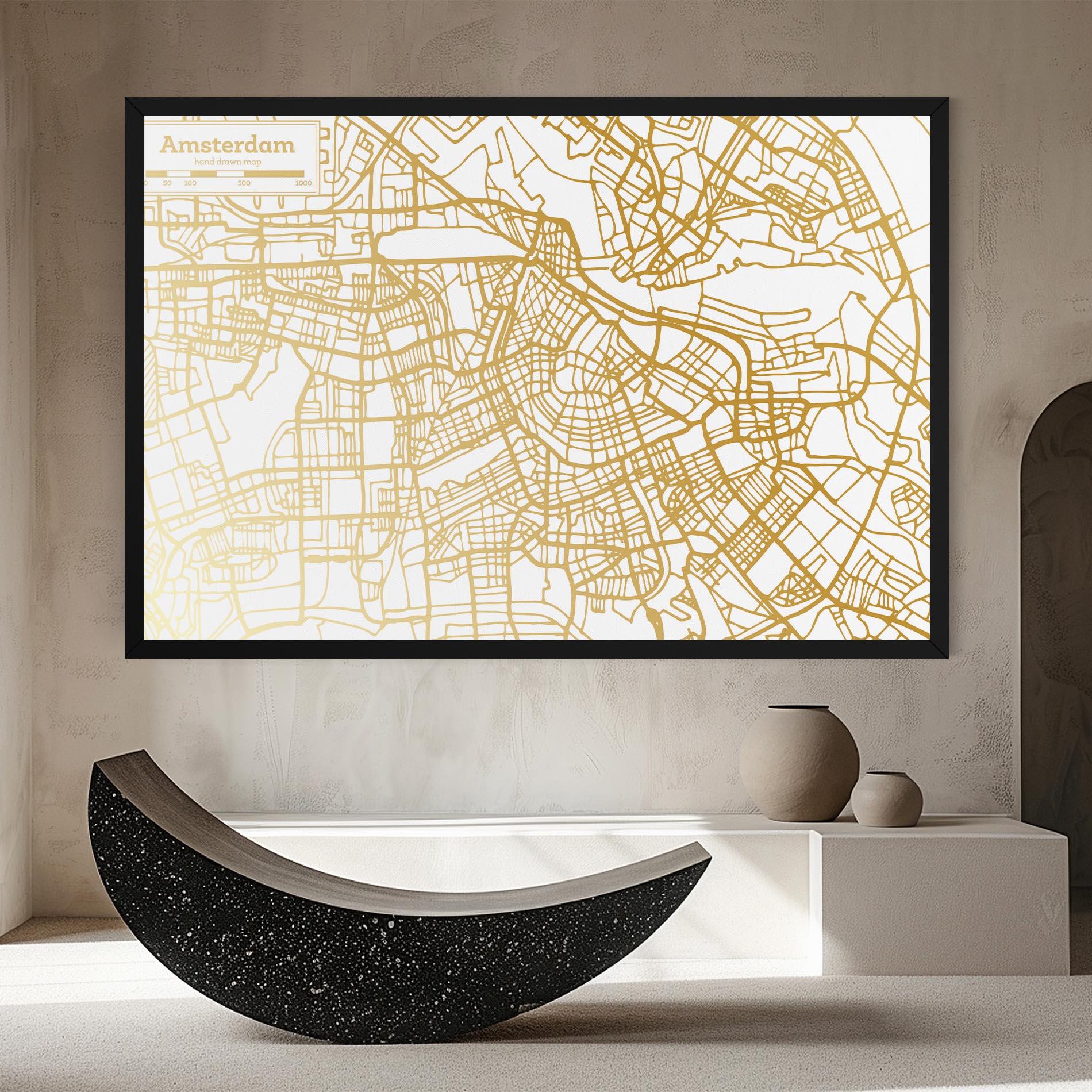 Tablou Canvas Amsterdam Gold Map mockup 8