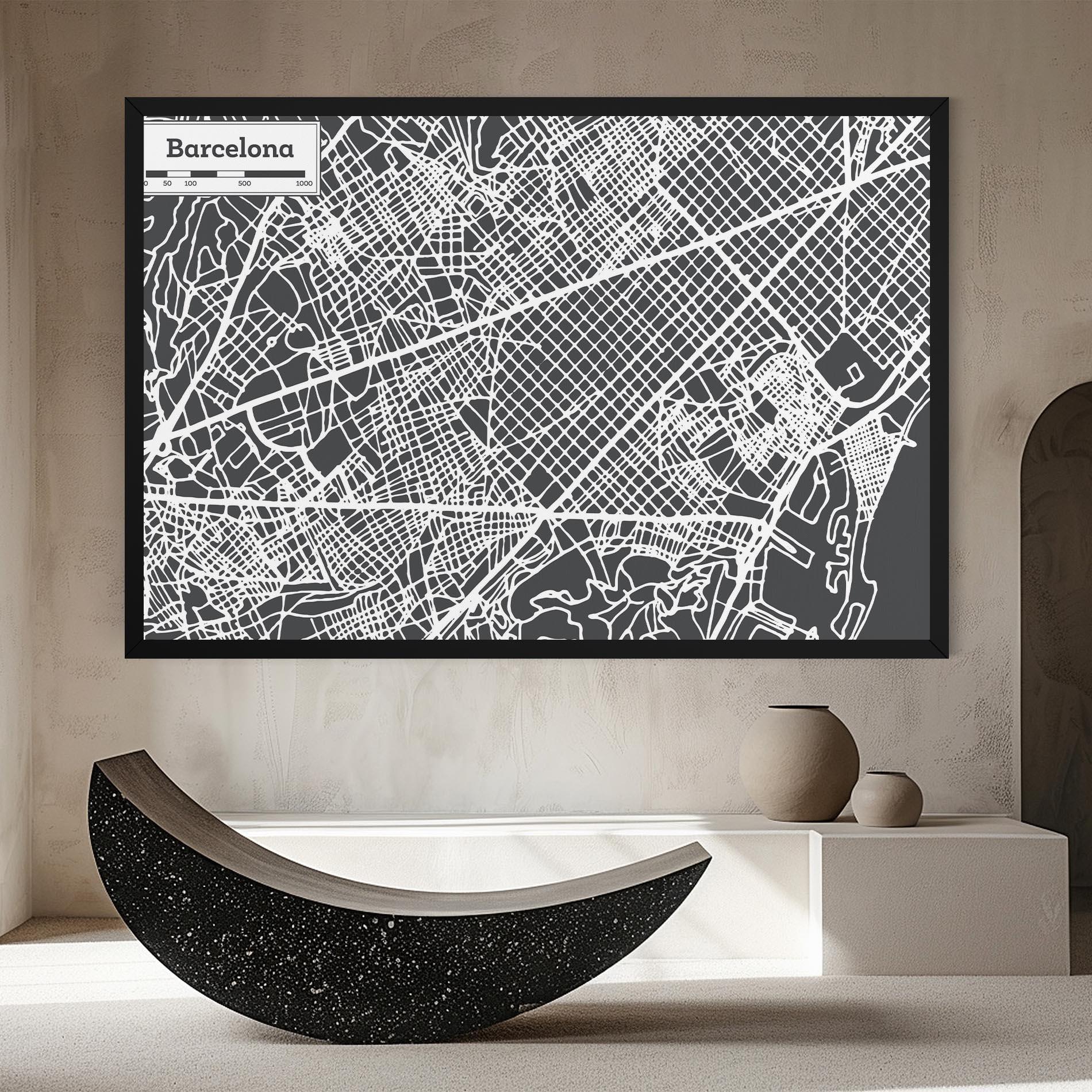 Tablou Canvas Barcelona Map mockup 8