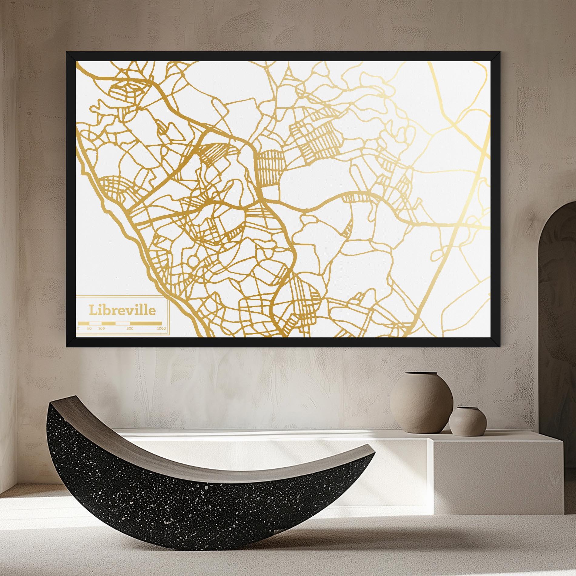 Tablou Canvas Libreville Gold Map mockup 8