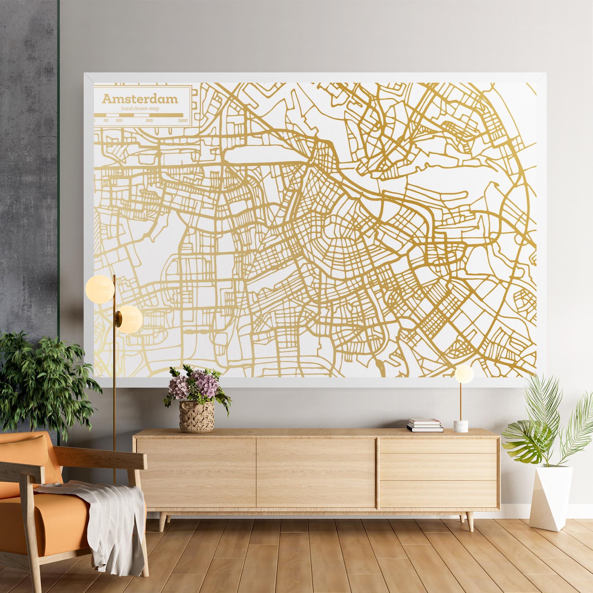 Tablou Canvas Amsterdam Gold Map mockup 9