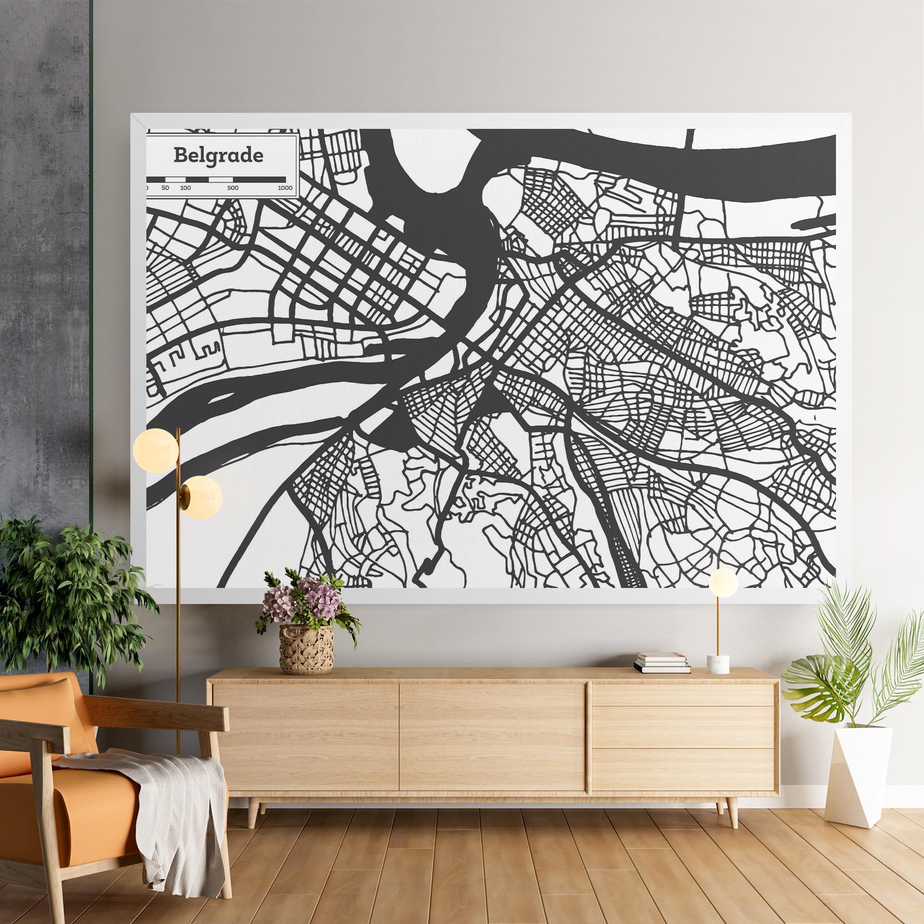 Tablou Canvas Belgrade Map mockup 9