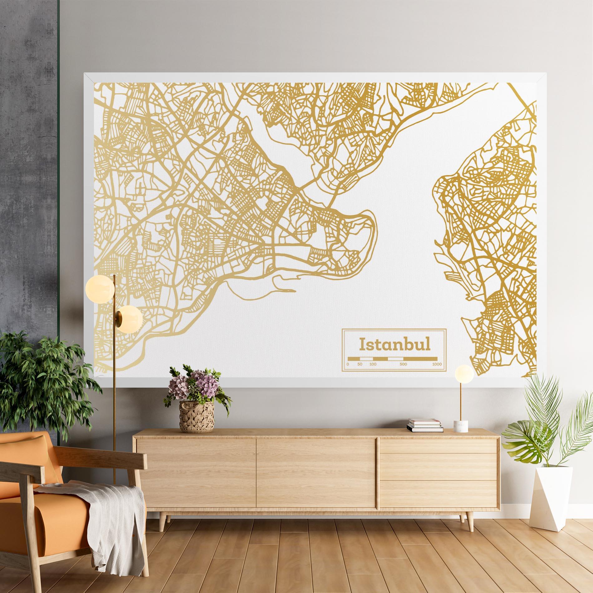 Tablou Canvas Istanbul Gold Map mockup 9