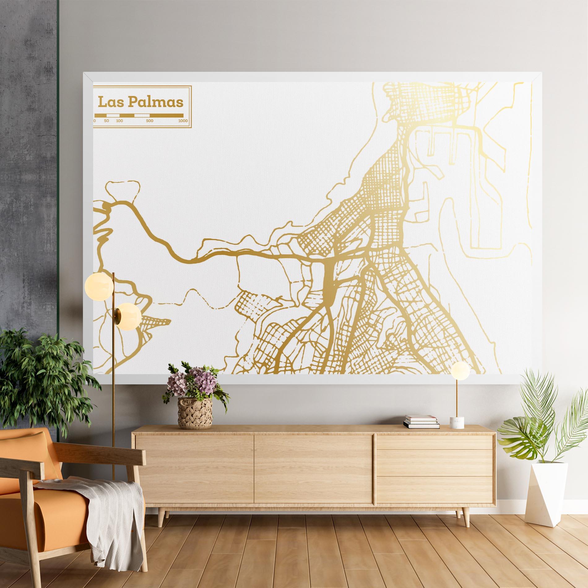 Tablou Canvas Las Palmas Gold Map mockup 9