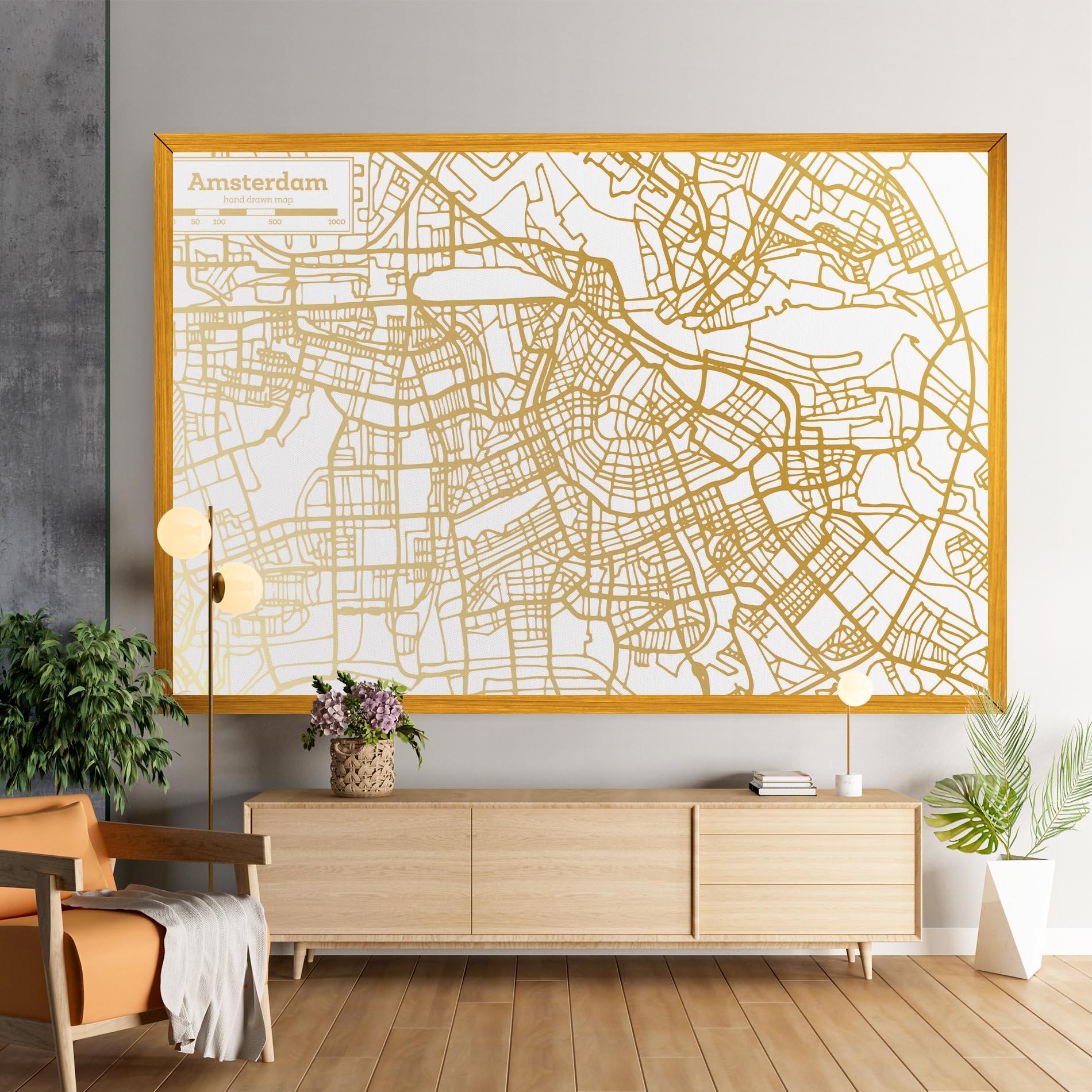 Tablou Canvas Amsterdam Gold Map mockup 9