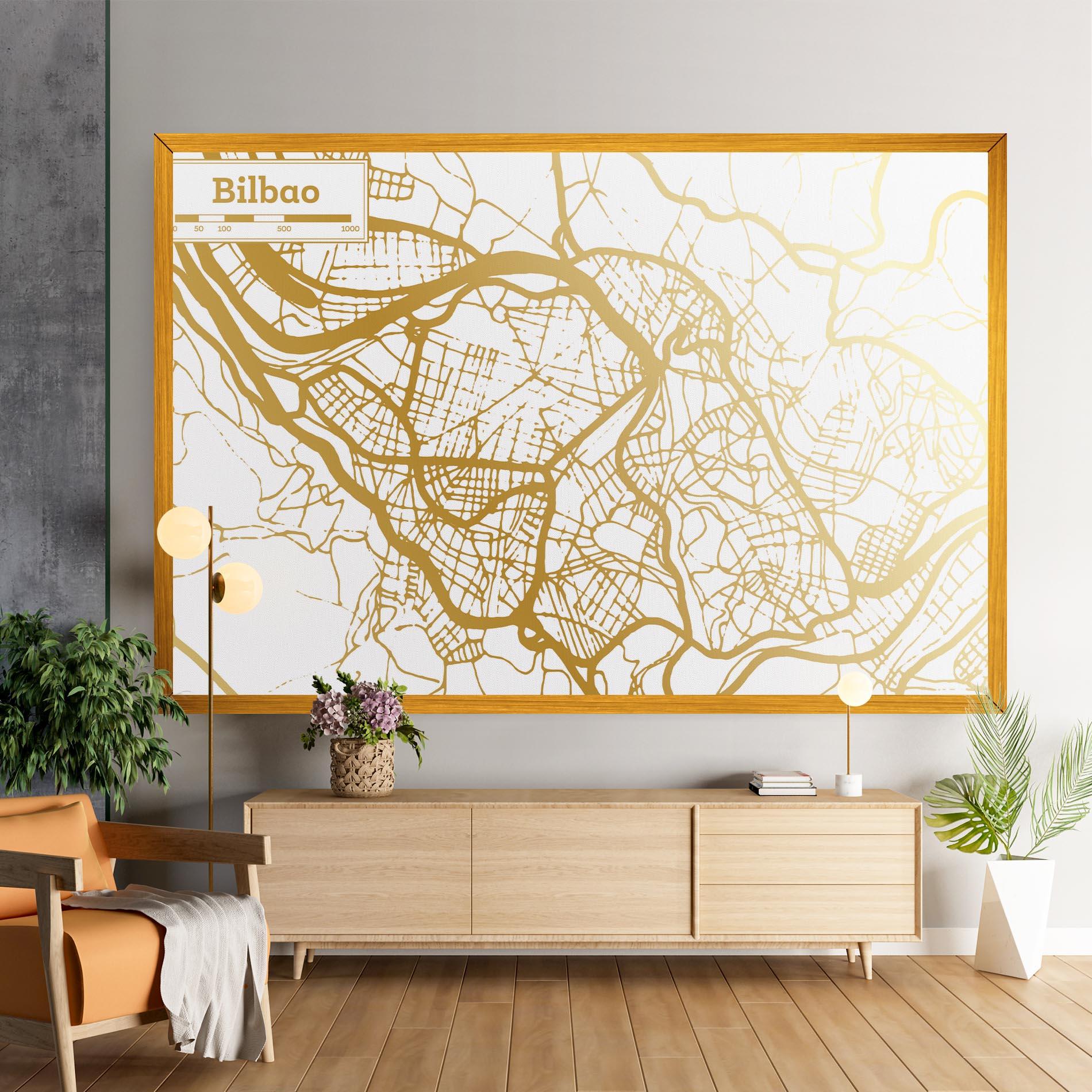 Tablou Canvas Bilbao Gold Map mockup 9
