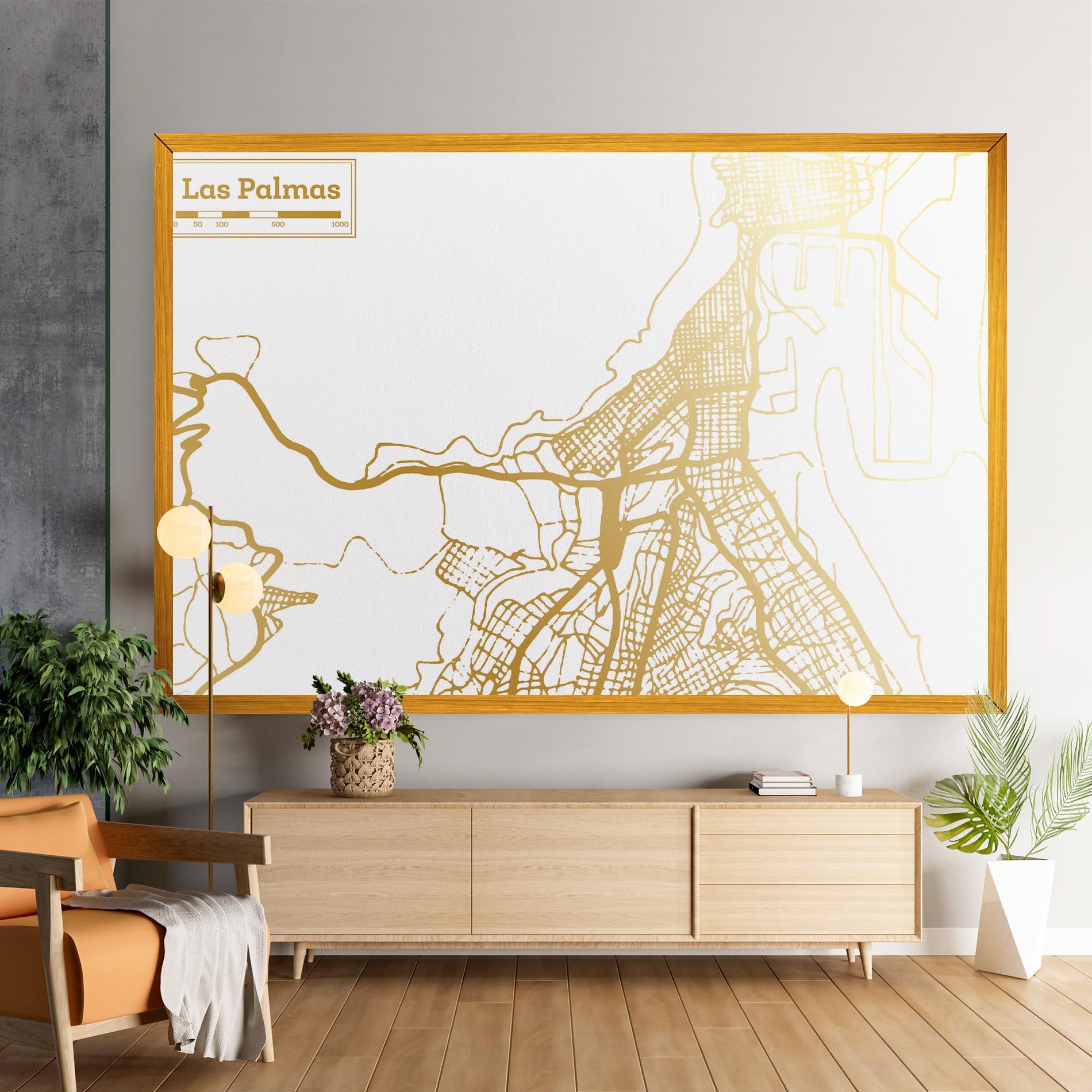 Tablou Canvas Las Palmas Gold Map mockup 9