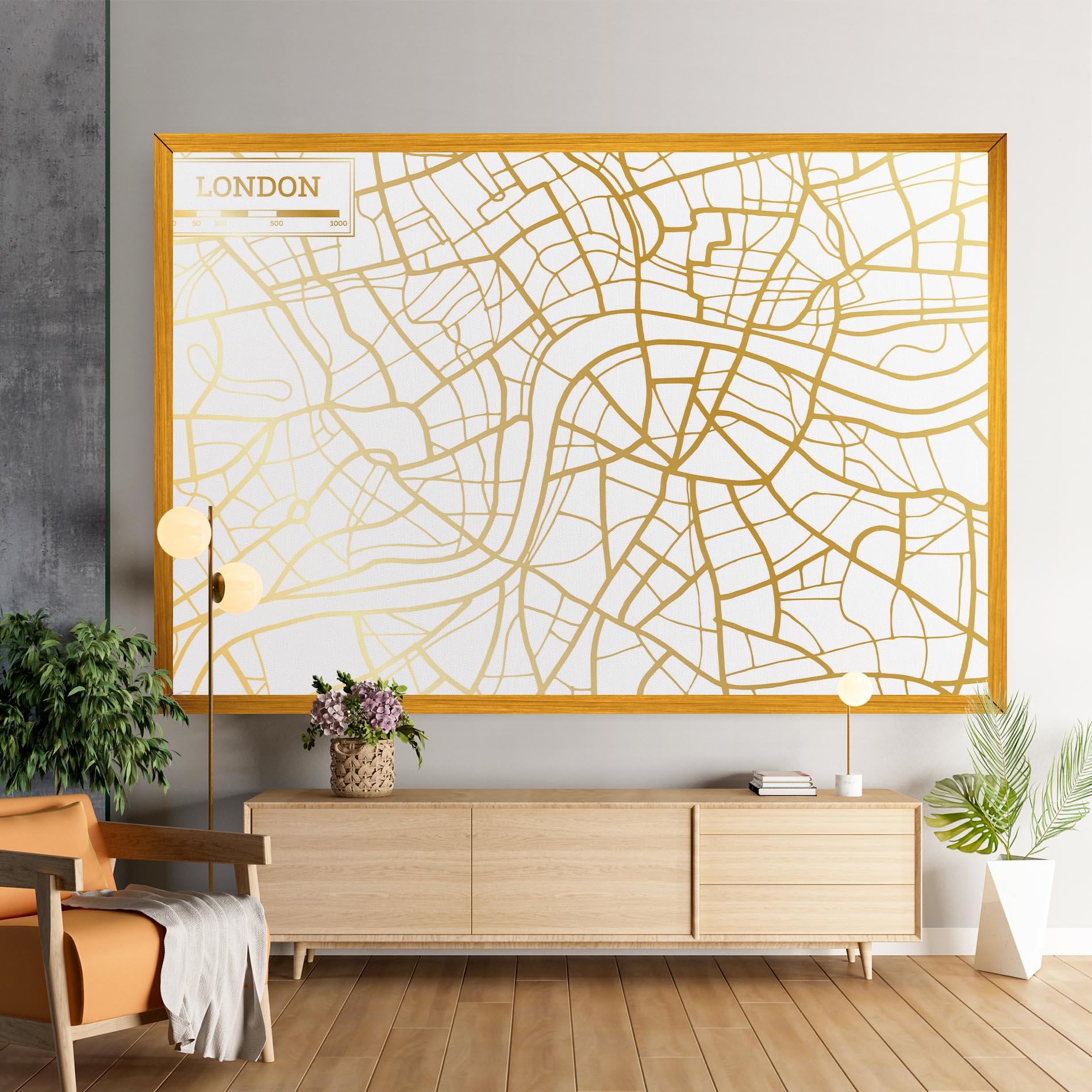 Tablou Canvas London Gold Map mockup 9
